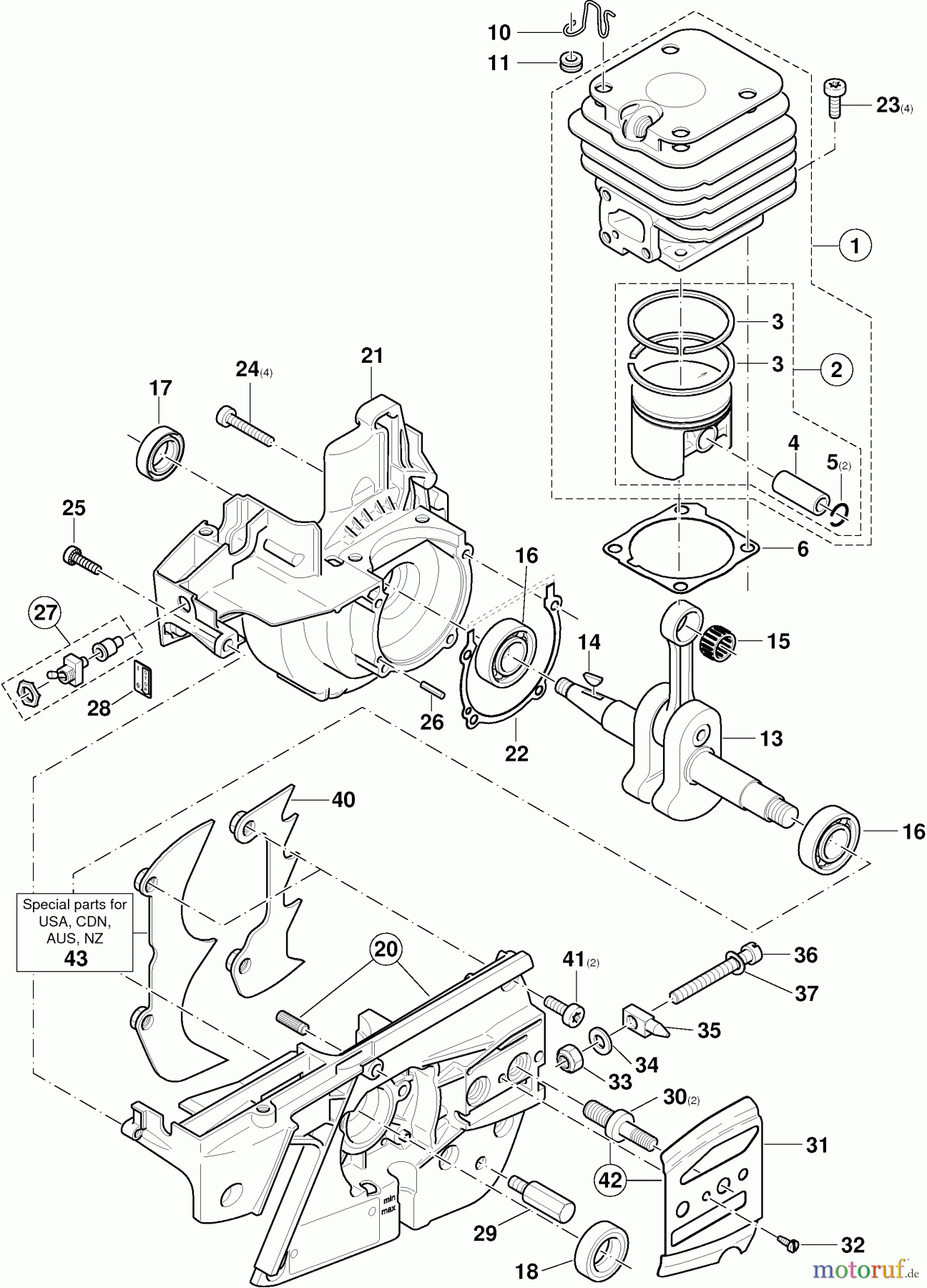  Dolmar Kettensägen Benzin Kettensäge PS-6800 i H 2  Zylinder, Kurbelgehäuse