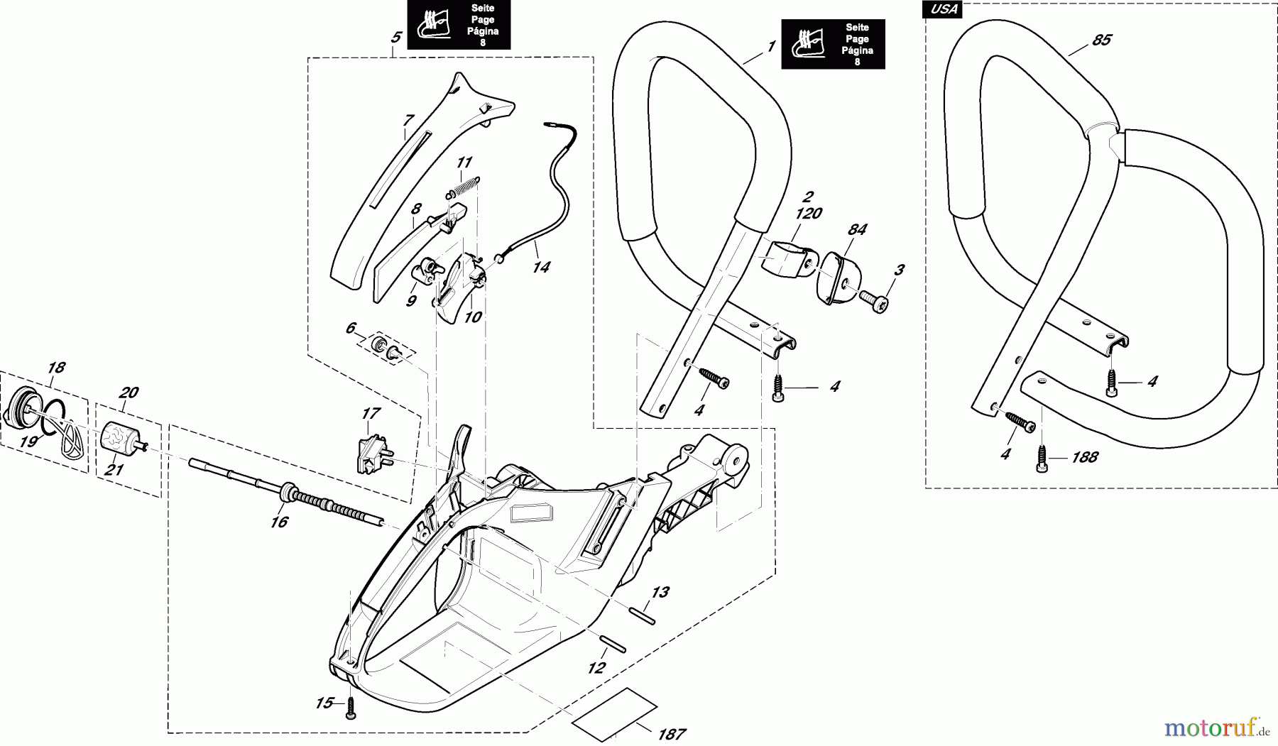  Dolmar Kettensägen Benzin Kettensäge PS-6400 HS 1  Kraftstofftank, Bügelgriff