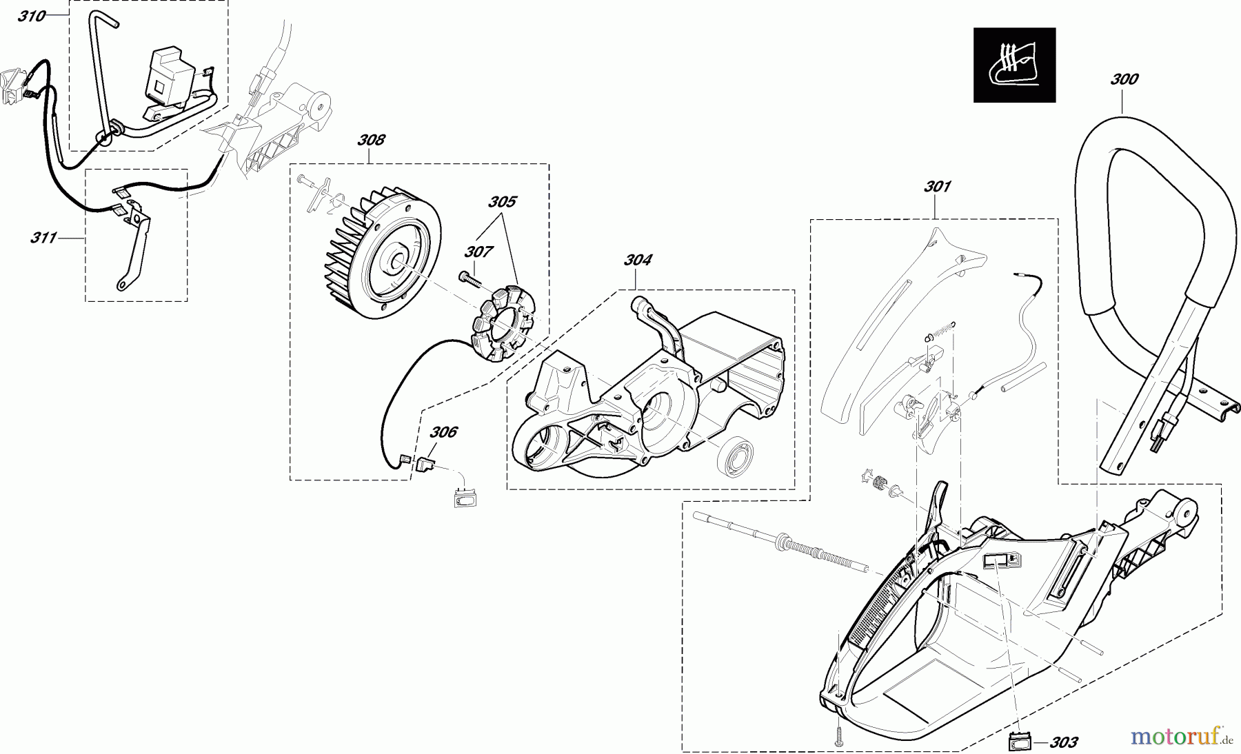  Dolmar Kettensägen Benzin Kettensäge PS-7900 H (USA,CDN) 8  Spezialteile für Ausrüstung mit elektrischer Griffheizung
