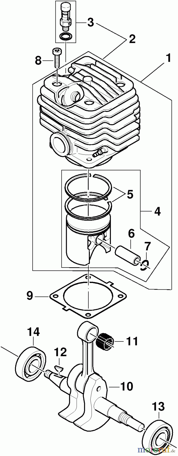  Dolmar Kettensägen Benzin Kettensäge PS9010 1  Zylinder, Kurbelwelle