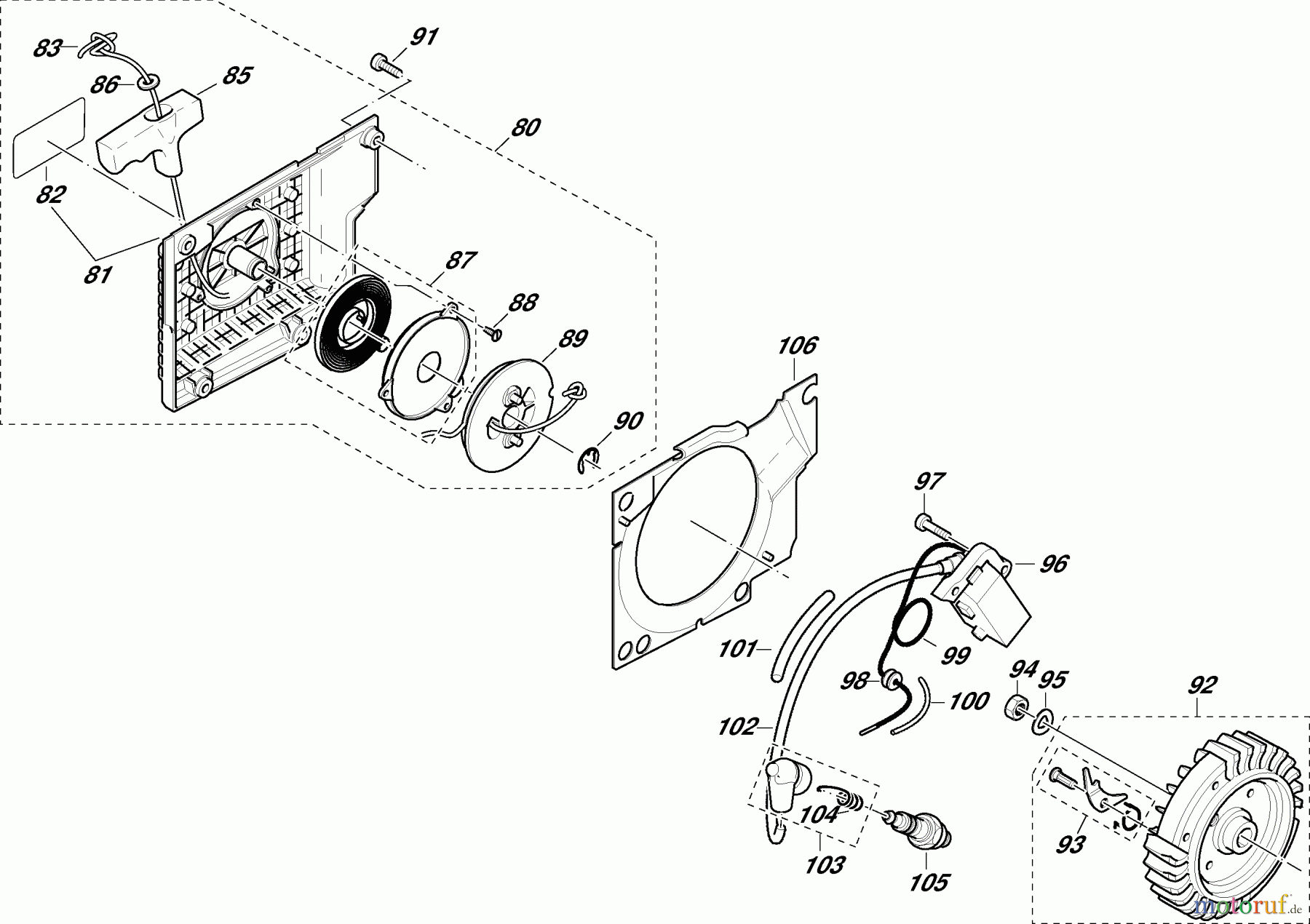  Dolmar Kettensägen Benzin Kettensäge PS9010 5  Zündelektronik, Anwerfvorrichtung