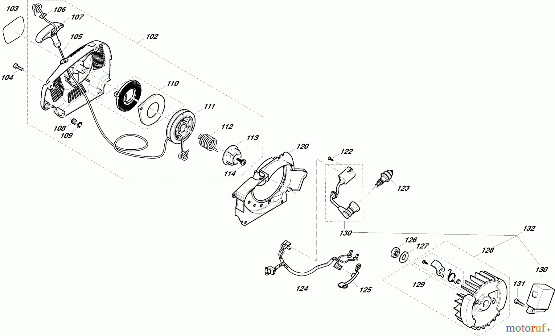  Dolmar Kettensägen Benzin Kettensäge PS3410 4  Zündelektronik, Anwerfvorrichtung