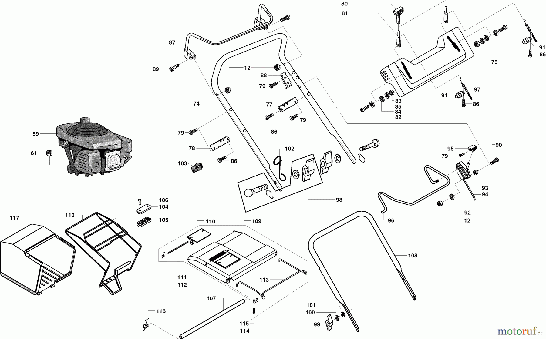 Dolmar Rasenmäher Benzin PM-5360 S3CP PM-5360 S3CP (2002) 10 Grasfangkorb, Holm