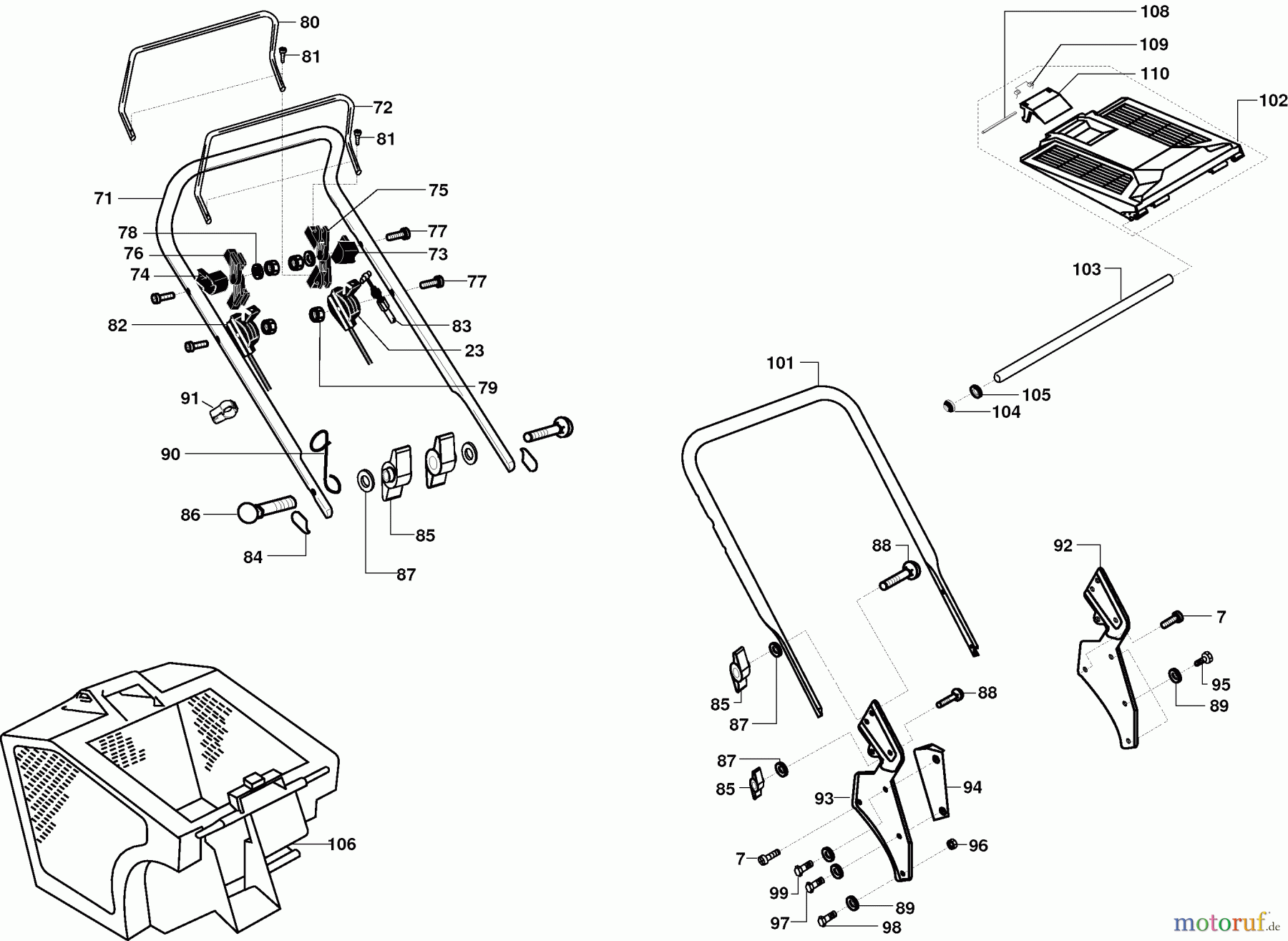 Dolmar Rasenmäher Benzin PM-4640 HSM PM-4640 HSM (2001) 6 Grasfangkorb, Holm