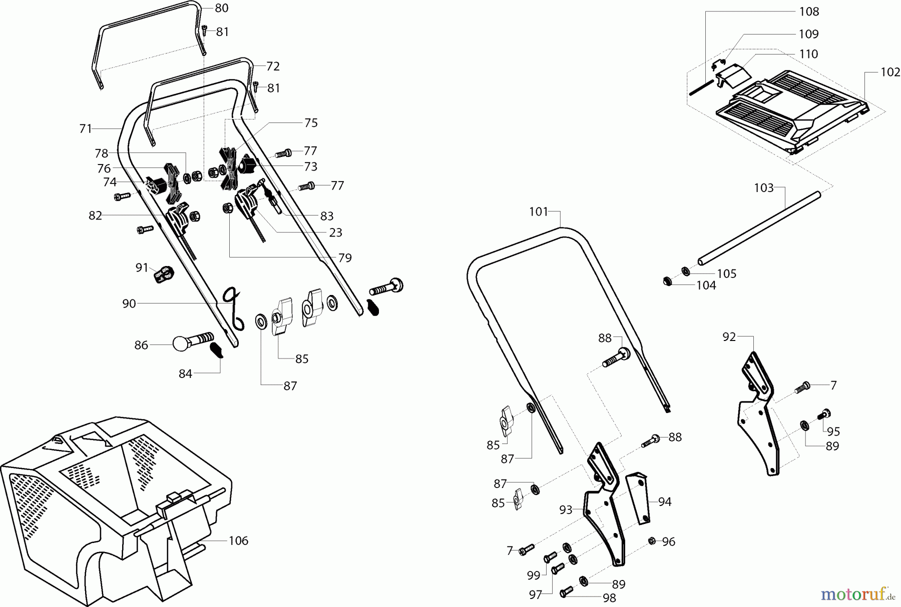 Dolmar Rasenmäher Benzin PM-4640 HSM PM-4640 HSM (2004) 6b Grasfangkorb, Holm