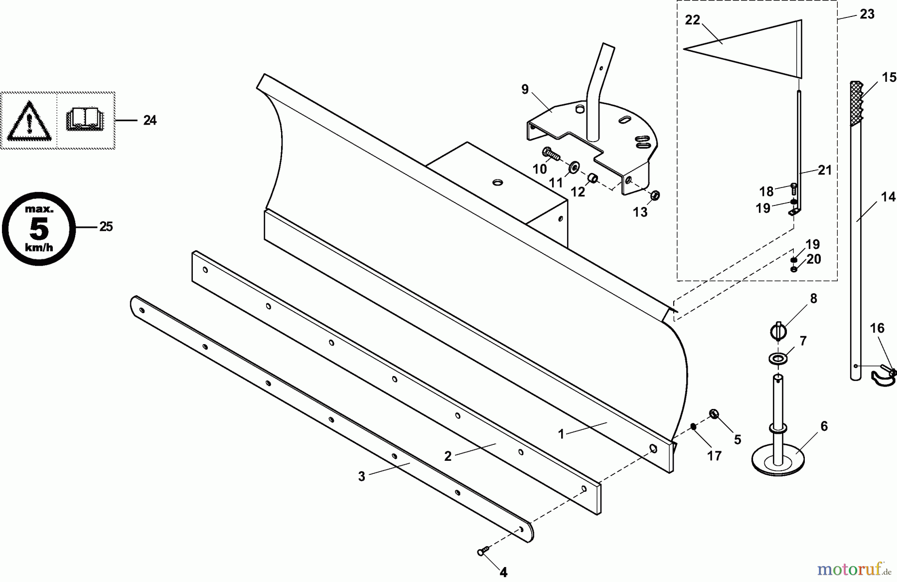 Dolmar Rasentraktoren Zubehör RS-120, TA-250, TK-420, TK-520, TS-125 24 TS-125 - Schneeräumschild (Schnellwechsler)