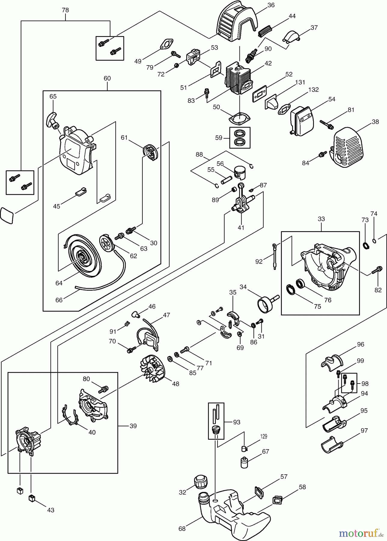 Dolmar Motorsensen & Trimmer Benzin 2-Takt MS-2810 (USA) 2 Motor, Anwerfvorrichtung, Kupplung, Kraftstofftank, Schalldämpfer