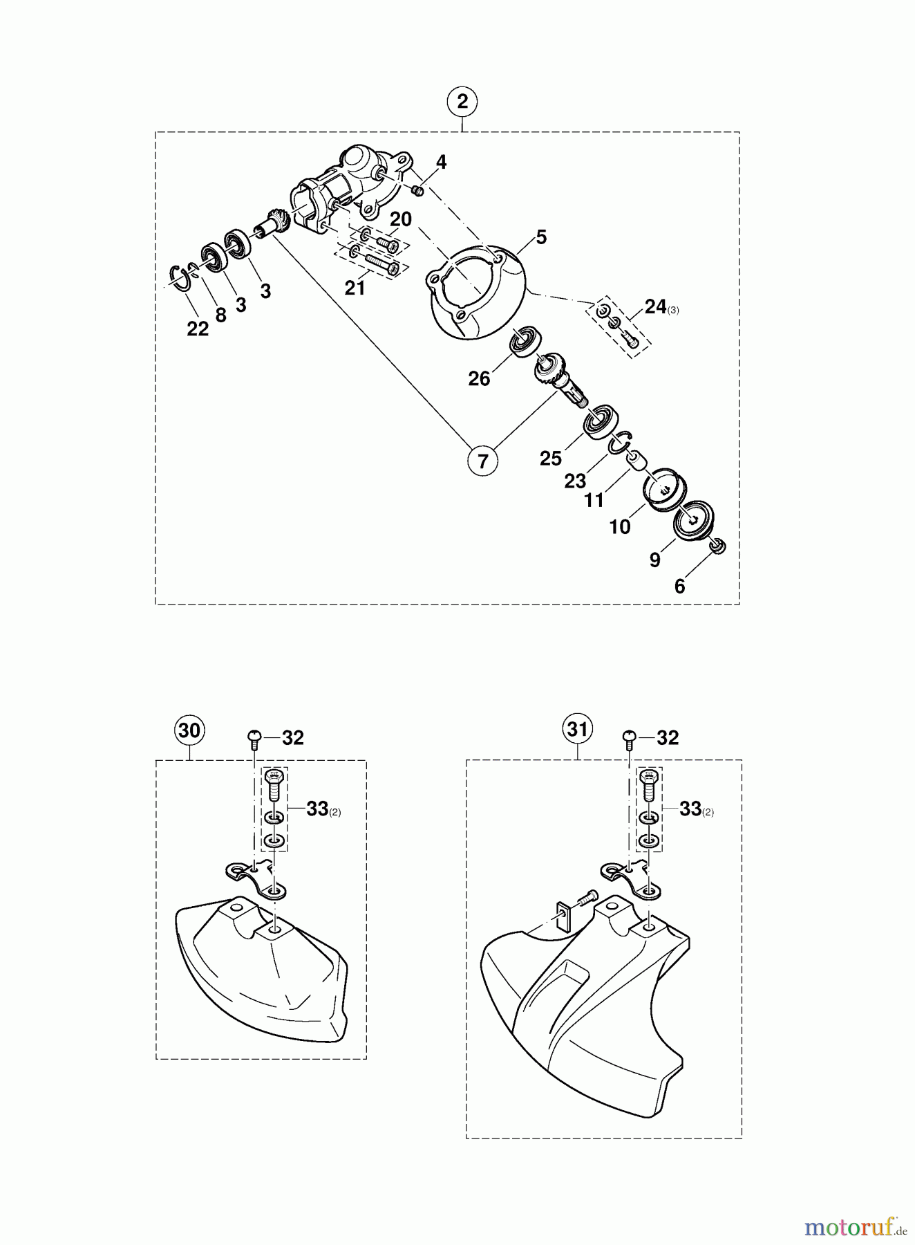 Dolmar Motorsensen & Trimmer Benzin 2-Takt MS-3200 6 Winkelgetriebe, Schutzhaube