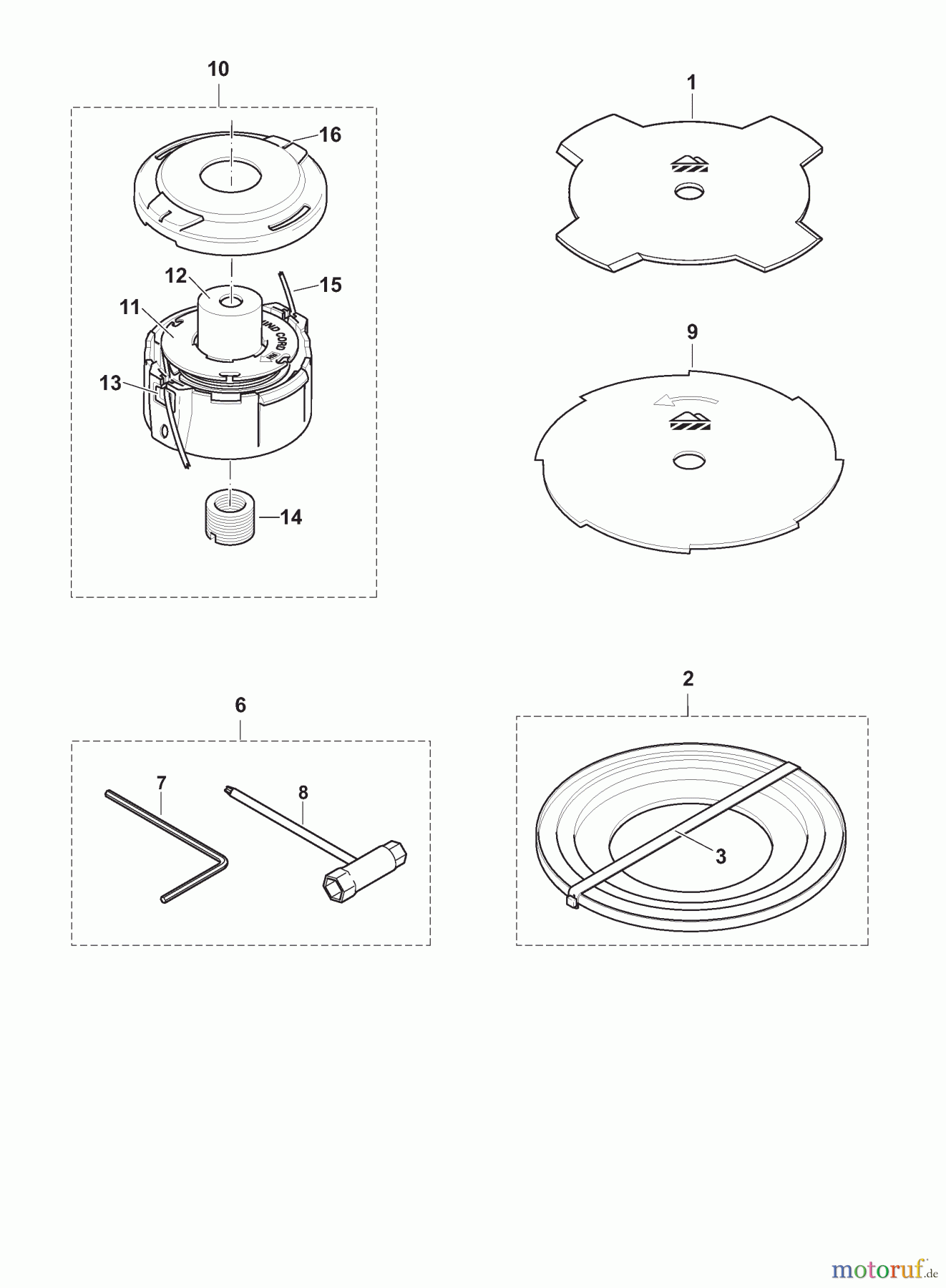 Dolmar Motorsensen & Trimmer Benzin 2-Takt MS-3200 7 Schneidwerkzeuge, Werkzeug