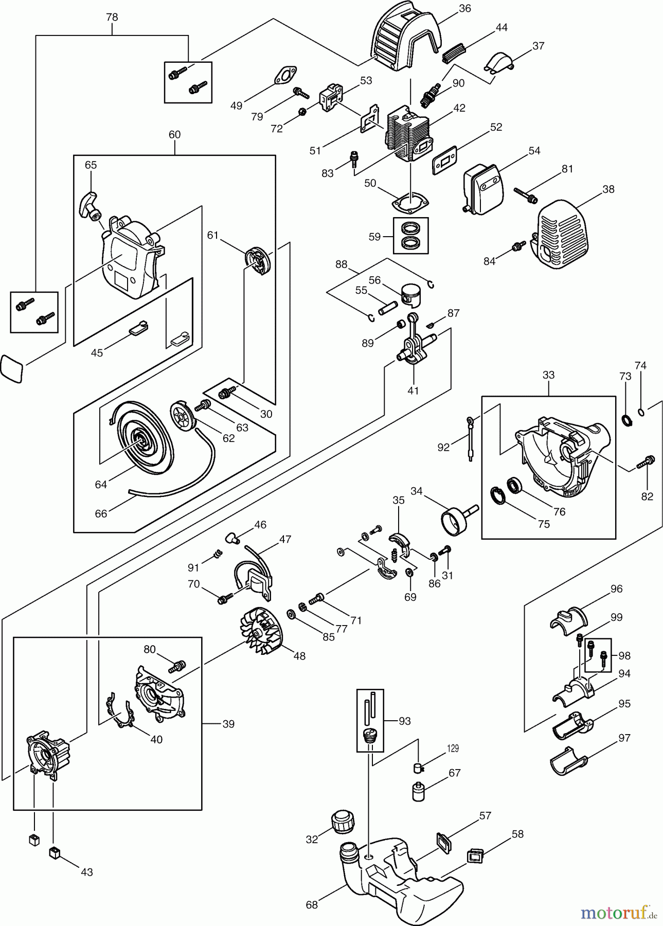  Dolmar Motorsensen & Trimmer Benzin 2-Takt MS-3200 (USA) 2  Motor, Anwerfvorrichtung, Kupplung, Kraftstofftank, Schalldämpfer