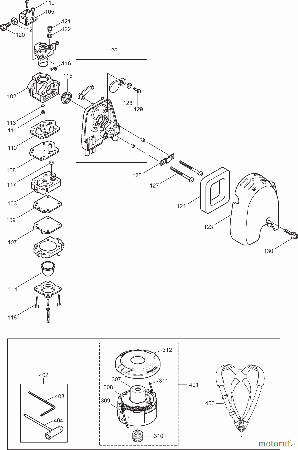 Dolmar Motorsensen & Trimmer Benzin 2-Takt MS-3210 (USA) 3 Vergaser, Luftfilter, Zubehör