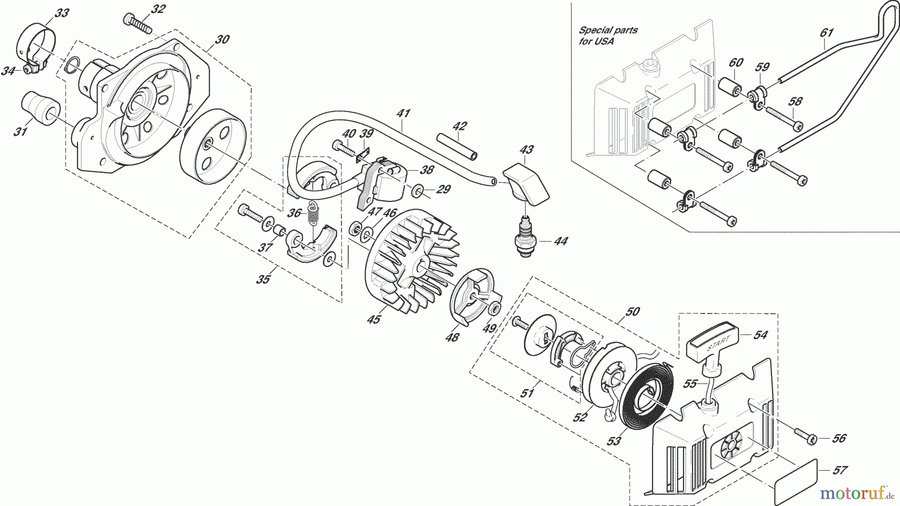 Dolmar Motorsensen & Trimmer Benzin 2-Takt MS-4010 2 Kupplung, Polrad, Anwerfvorrichtung