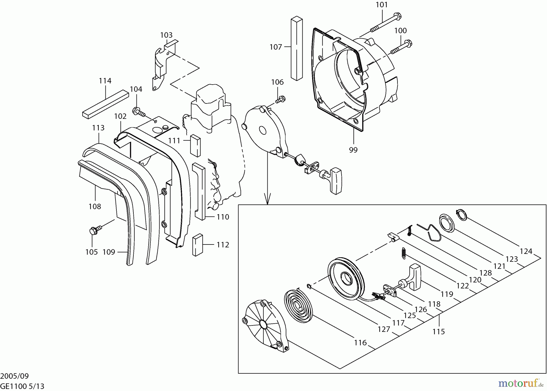  Dolmar Stromerzeuger GE-1100 5  Anwerfvorrichtung, Ventilatorgehäuse