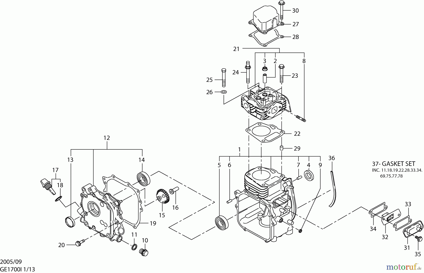  Dolmar Stromerzeuger GE-1700 I 1  Kurbelgehäuse, Zylinder