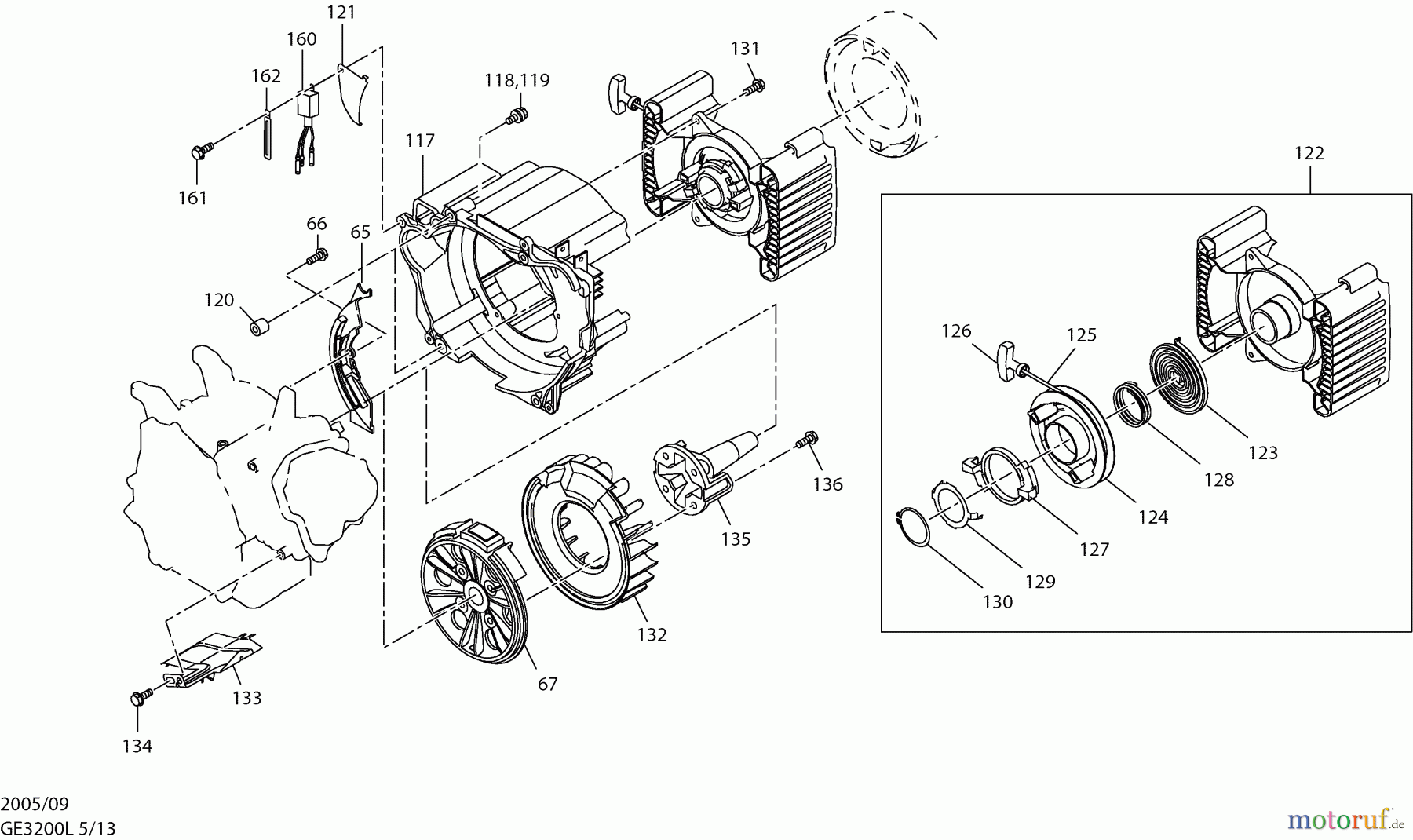  Dolmar Stromerzeuger GE-3200 L 5  Anwerfvorrichtung, Ventilatorgehäuse