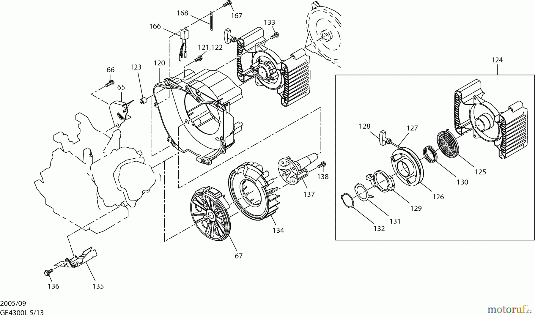  Dolmar Stromerzeuger GE-4300 L 5  Anwerfvorrichtung, Ventilatorgehäuse