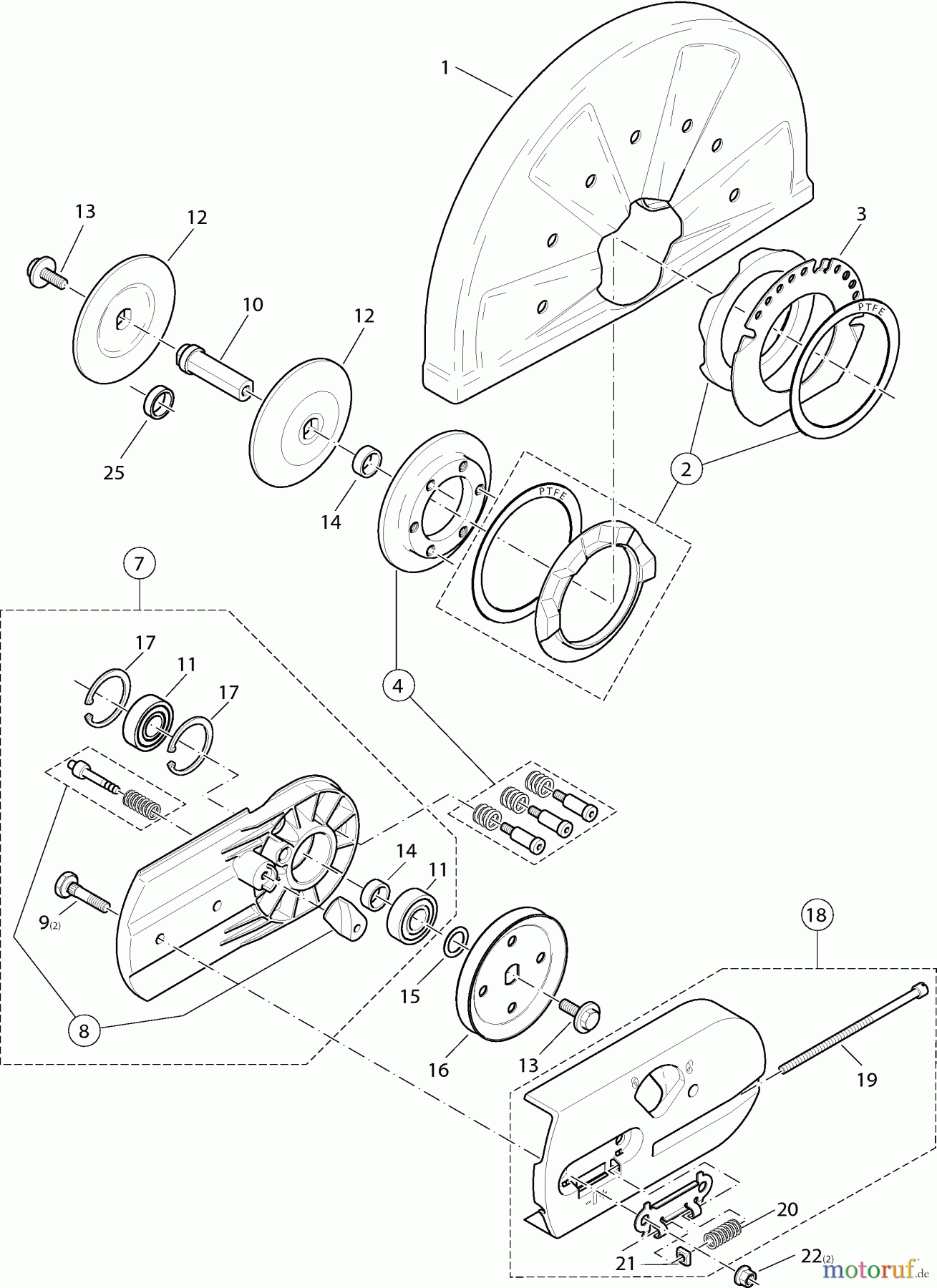 Dolmar Trennschleifer Benzin PC-6212 7 Schneidvorsatz, Schutzhaube