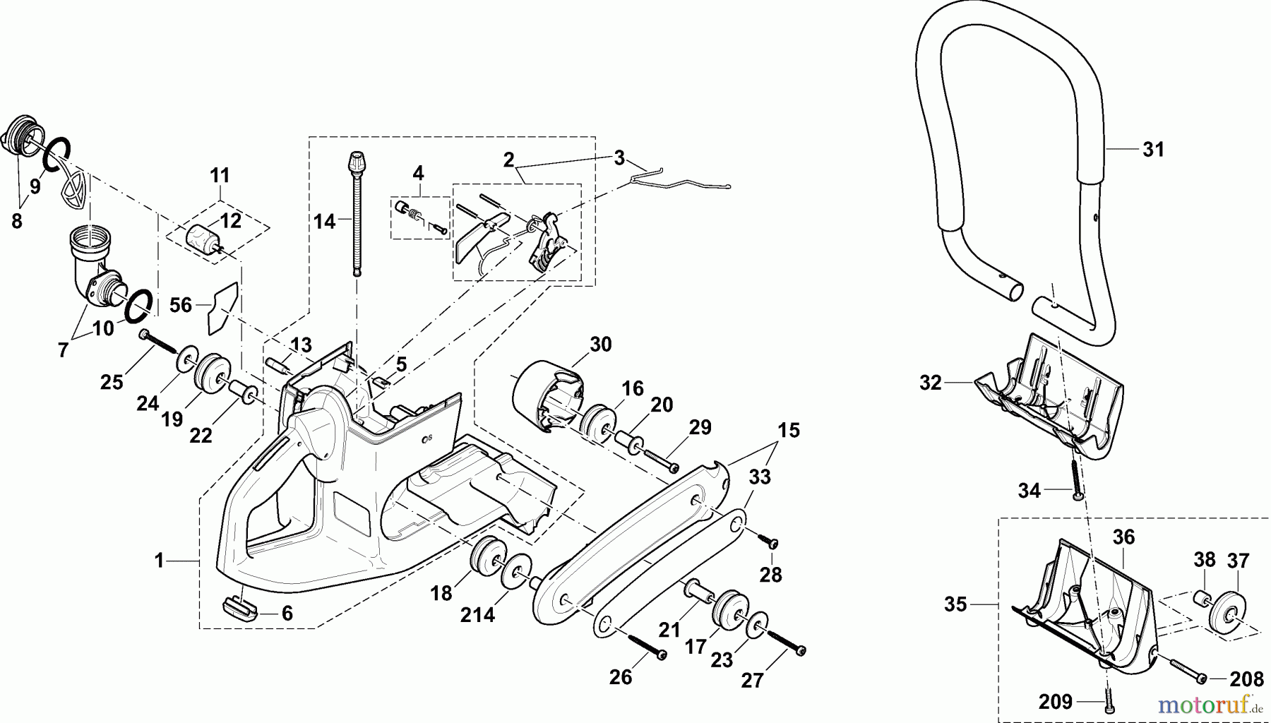 Dolmar Trennschleifer Benzin PC-6412 S 1 Tankeinheit und Handgriffe