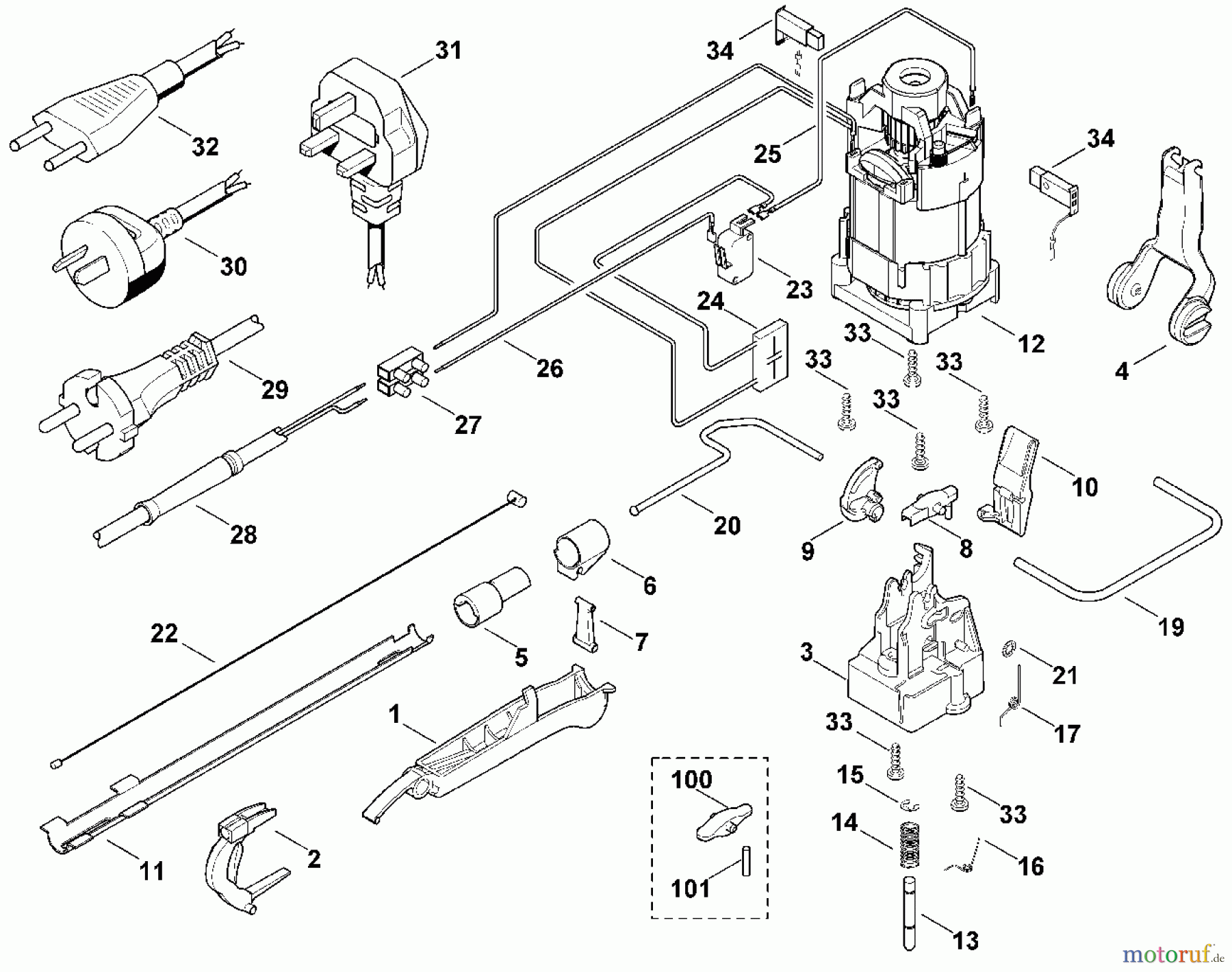  Viking Handgeführte Elektrogeräte Heckenscheren Elektro HE 805, HE 815 C - Elektromotor, Schaltsystem