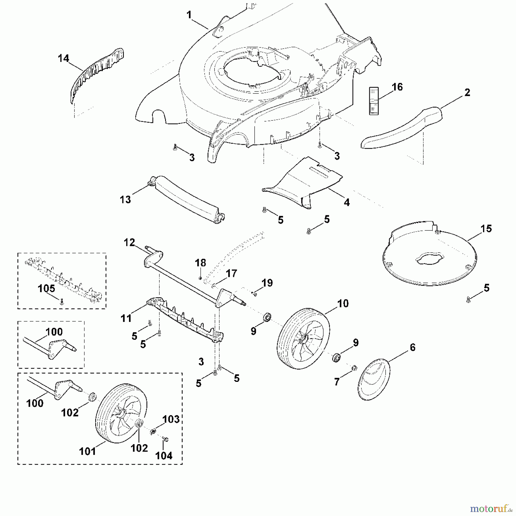  Viking Rasenmäher Benzinrasenmäher MB 655.0 GQ D - Gehäuse, Vorderachse