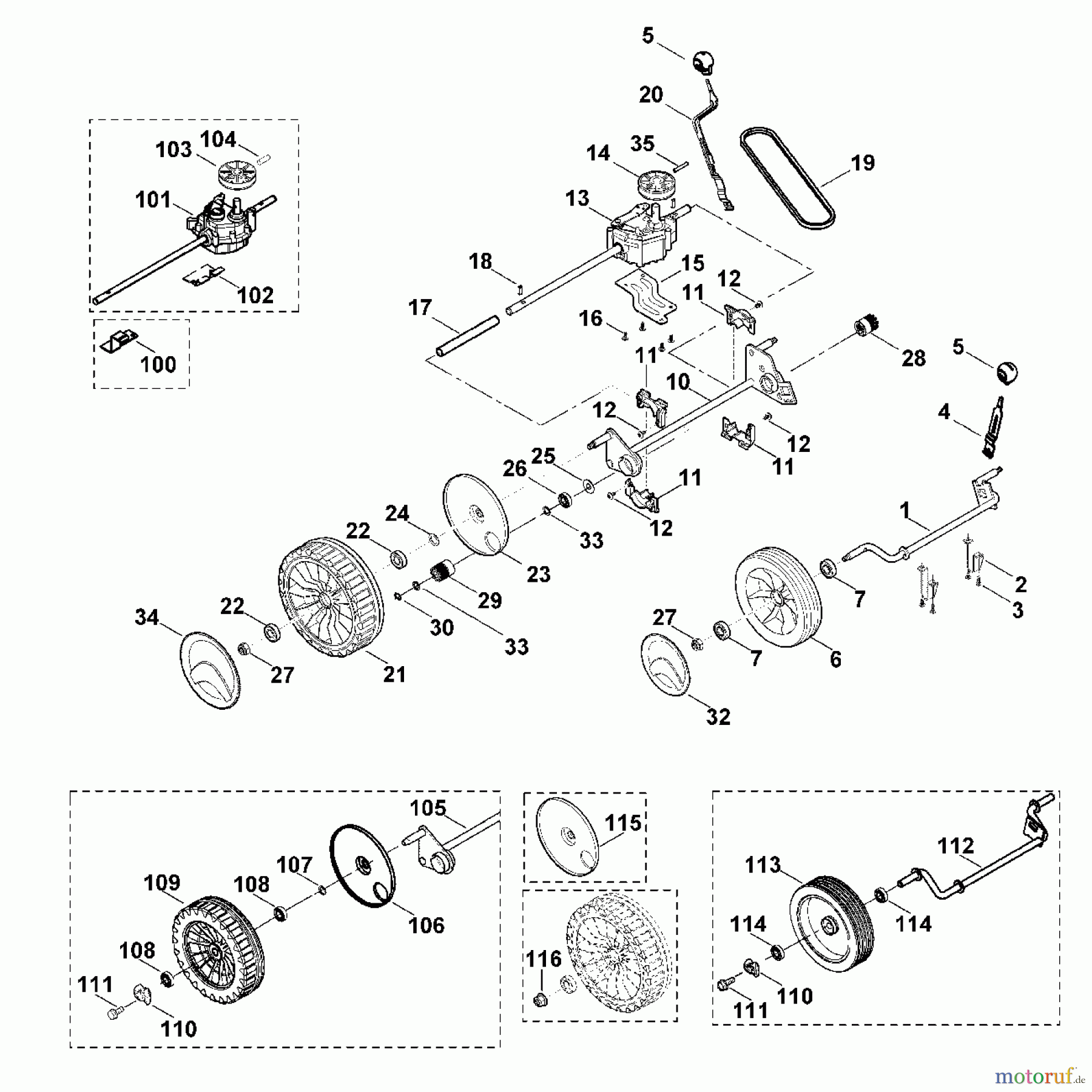 Viking Rasenmäher Benzinrasenmäher MB 448.0 T C - Fahrwerk