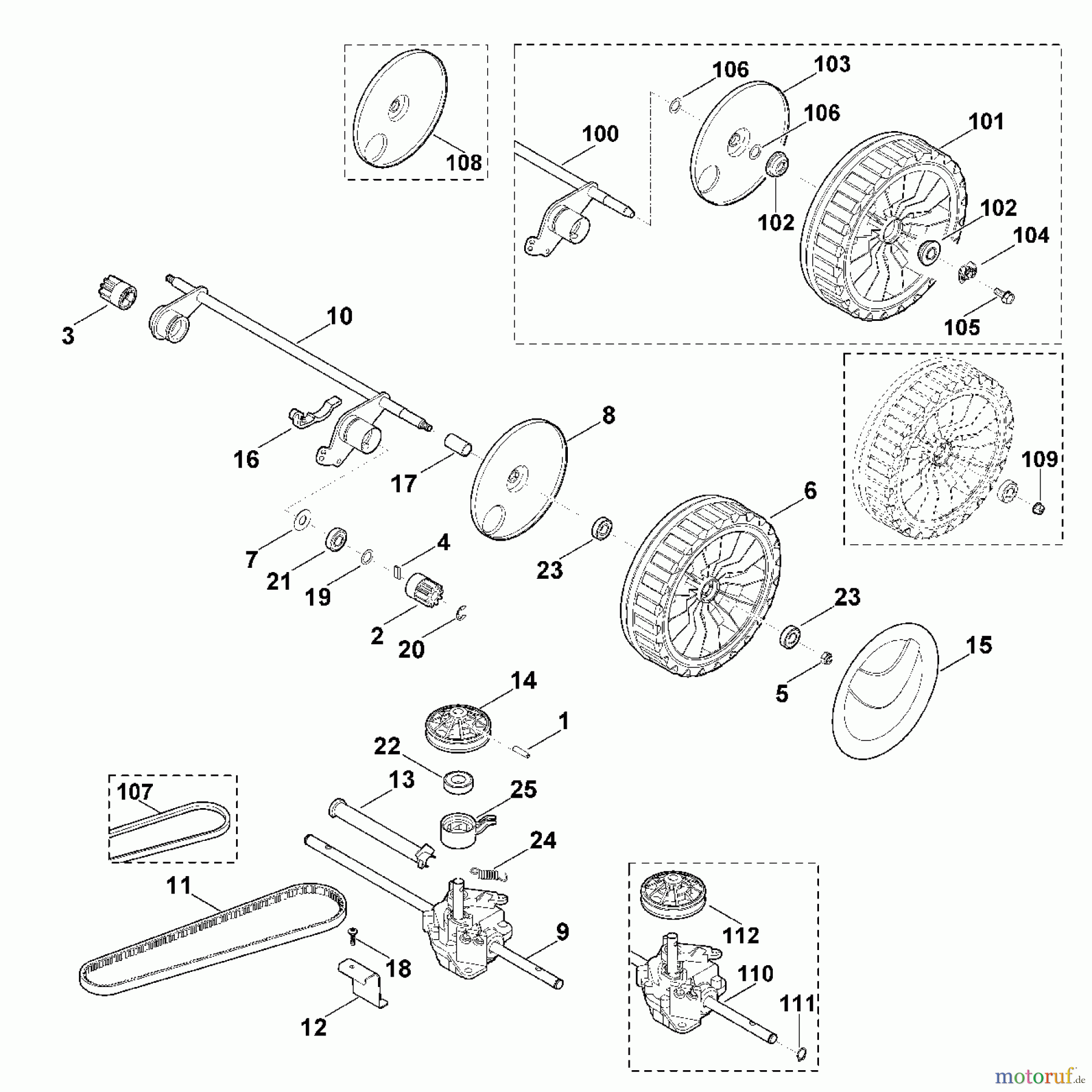  Viking Rasenmäher Benzinrasenmäher MB 545.0 VS E - Hinterachse, Getriebe