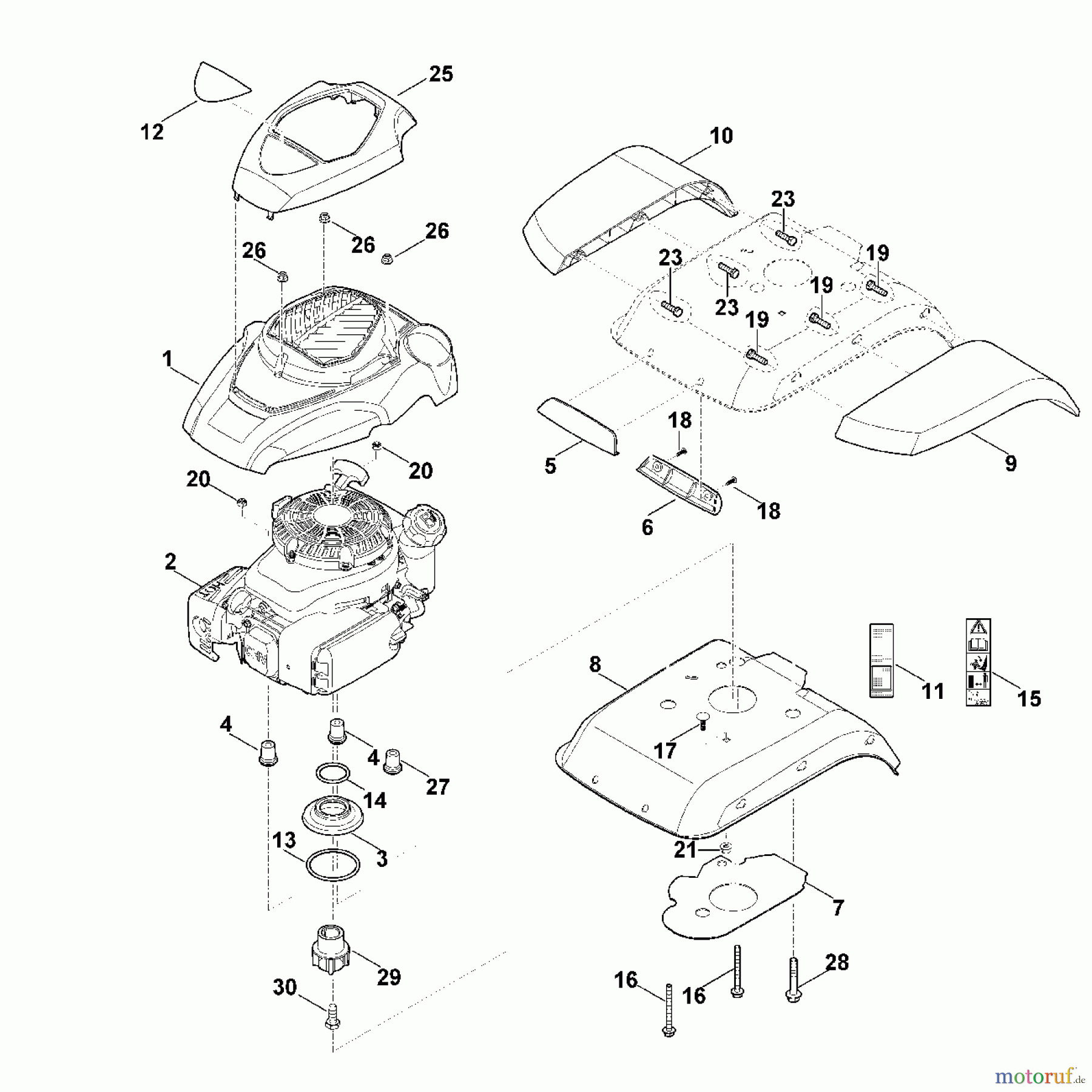 Viking Motorgartengeräte Motorhacken HB 685.0 C - Abdeckung, Motor