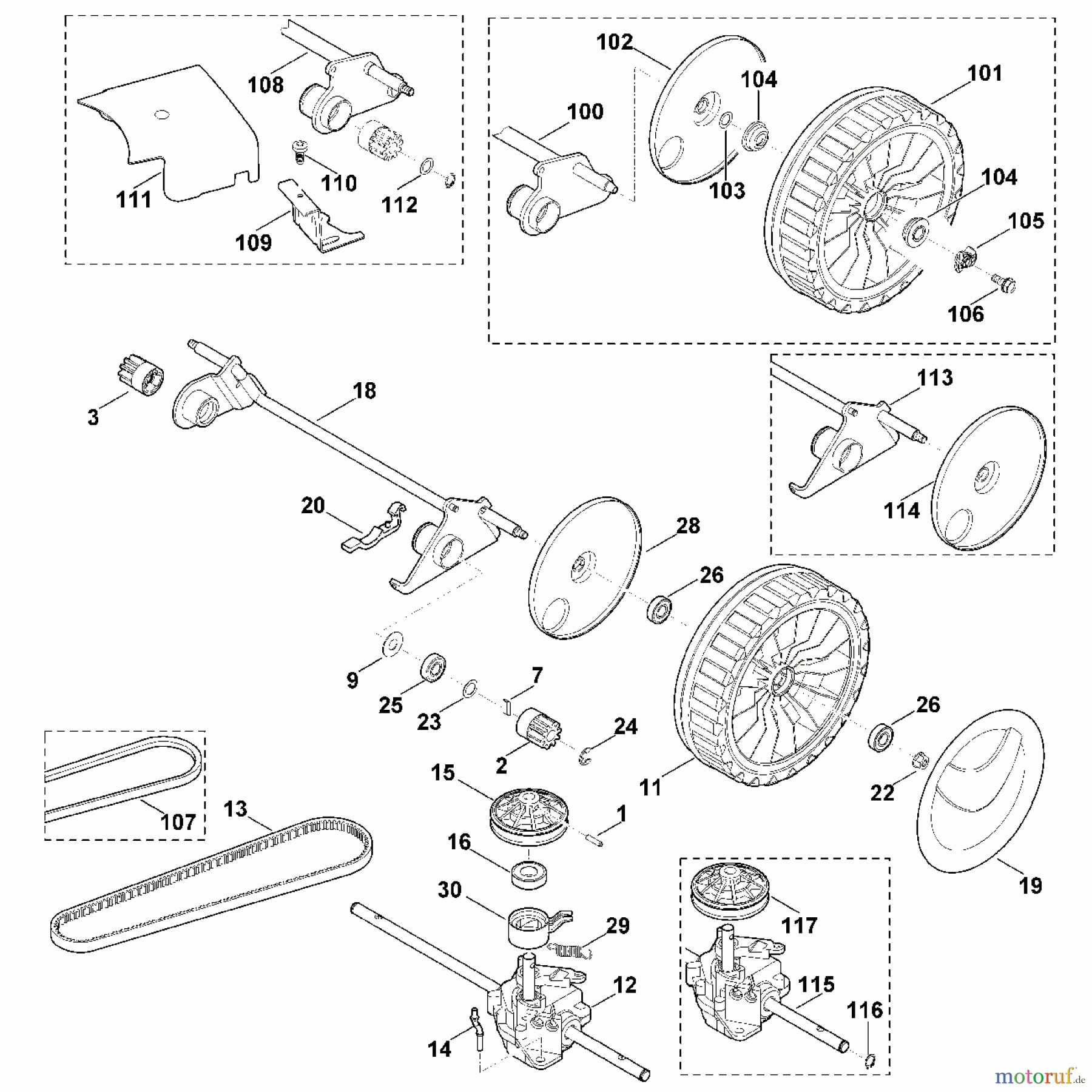 Viking Rasenmäher Benzinrasenmäher MB 650.0 VE E - Hinterachse, Getriebe