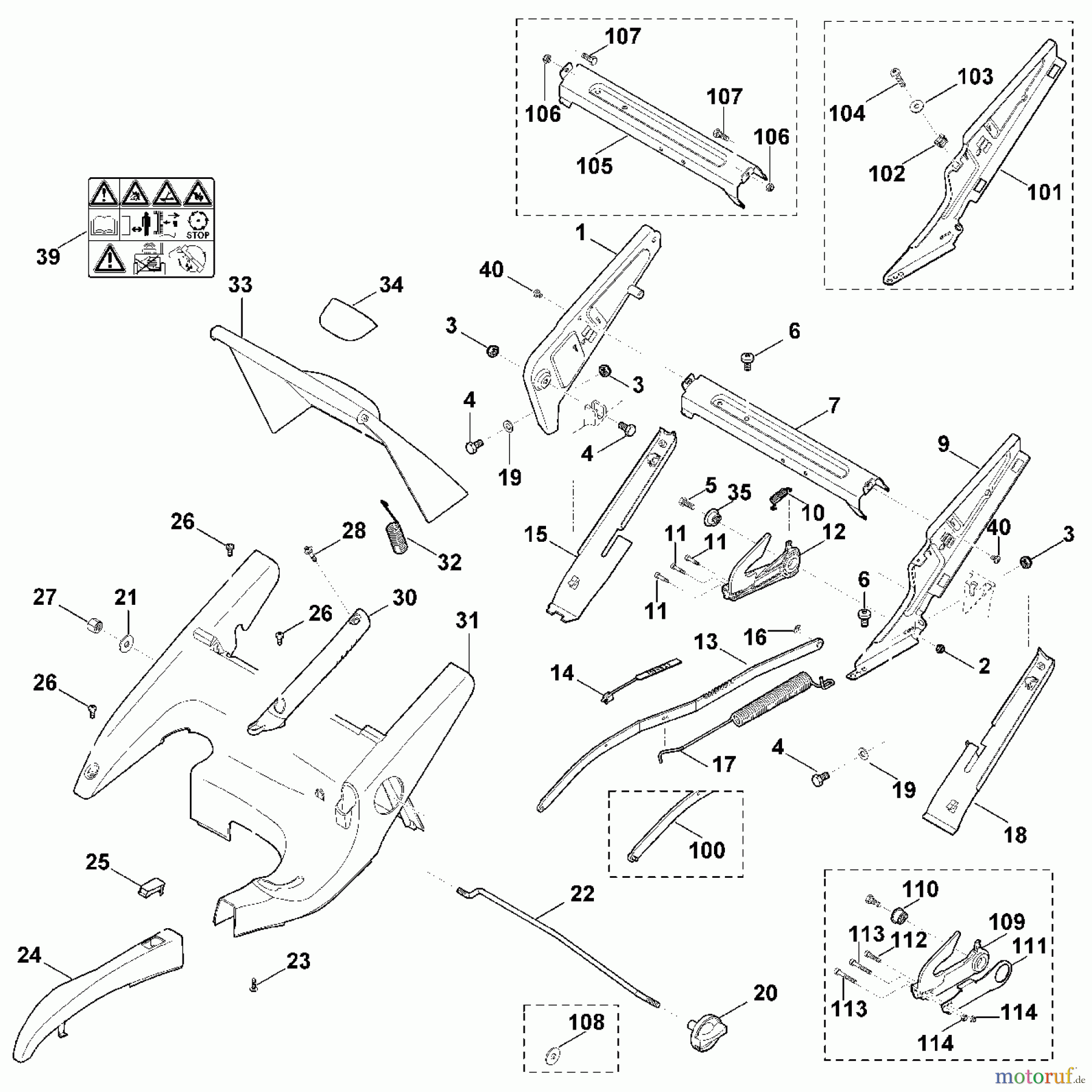 Viking Rasenmäher Benzinrasenmäher MB 655.0 OS C - Rahmen, Höhenverstellung