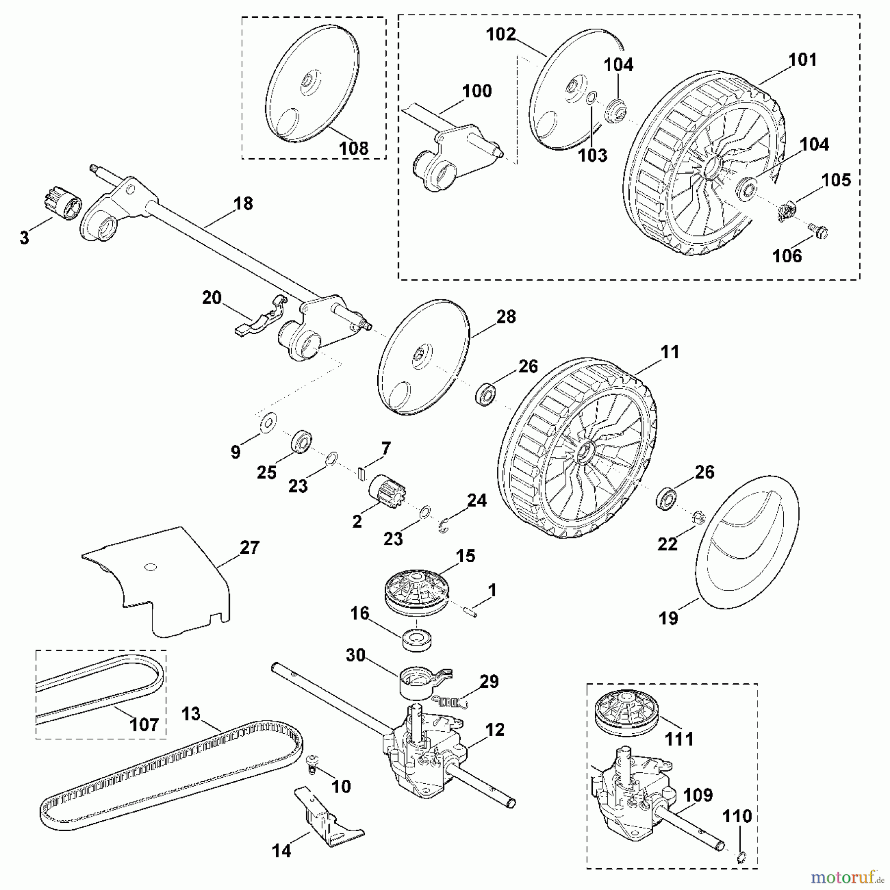 Viking Rasenmäher Benzinrasenmäher MB 655.0 OS E - Hinterachse, Getriebe