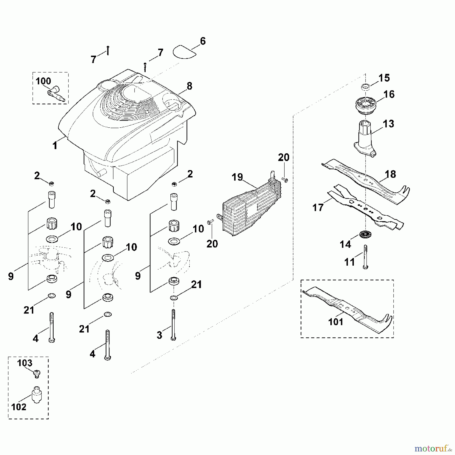  Viking Rasenmäher Benzinrasenmäher MB 655.0 V, MB 655.0 VM F - Motor, Messer