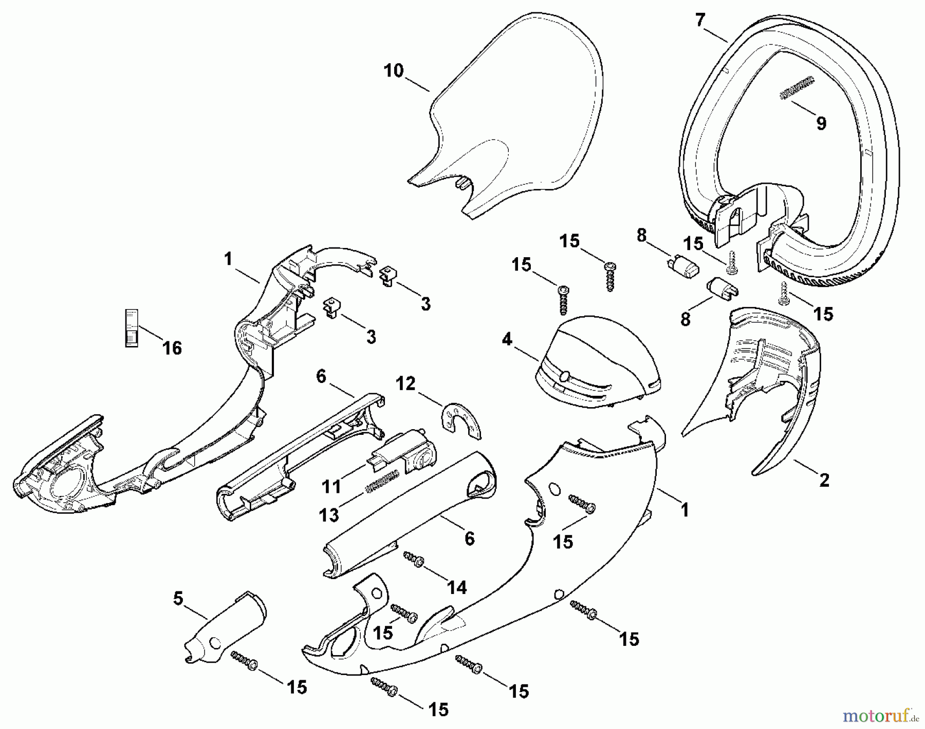  Viking Handgeführte Elektrogeräte Heckenscheren Elektro HE 810 A - Gehäuse, Bedienelemente