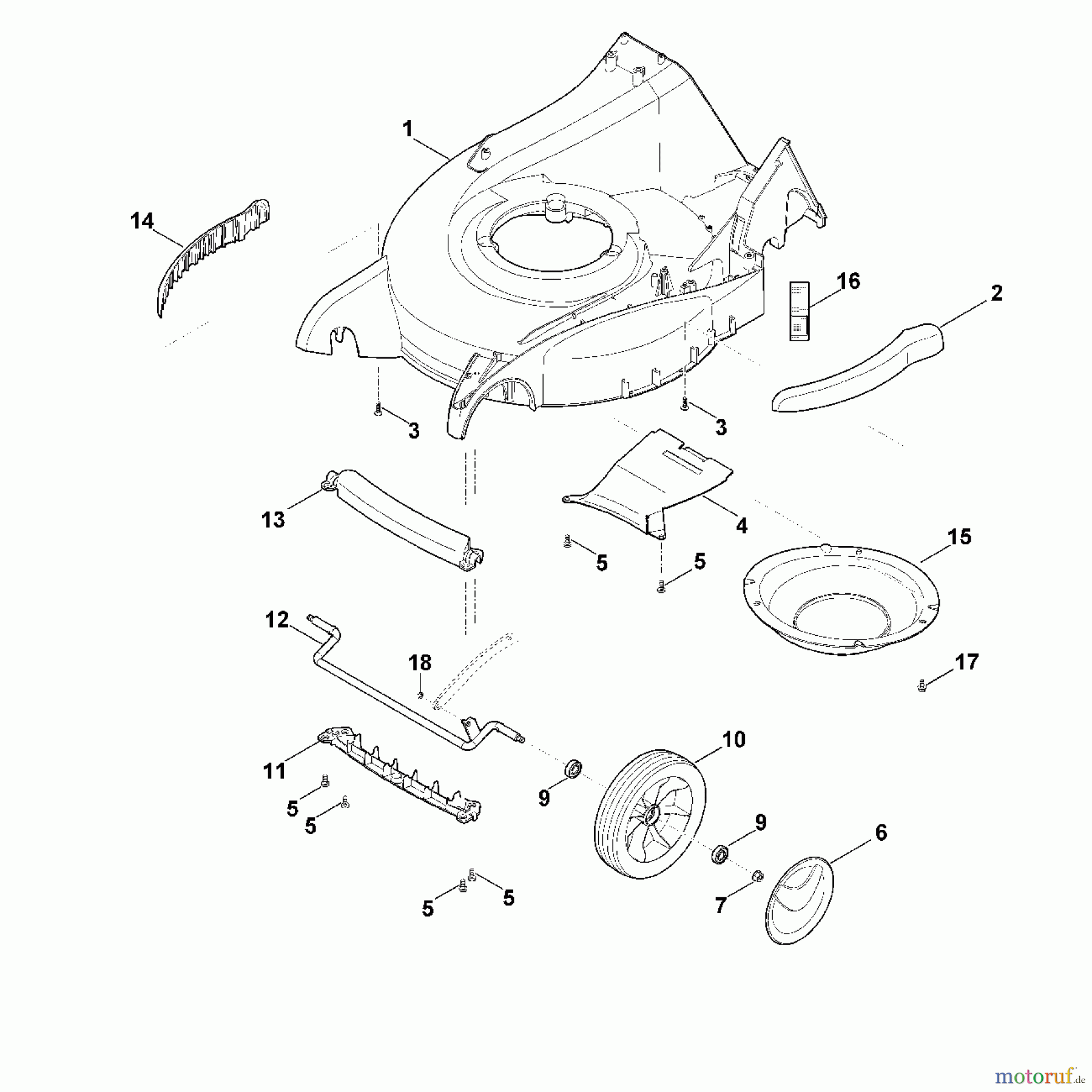  Viking Rasenmäher Benzinrasenmäher MB 655.1 V D - Gehäuse, Vorderachse