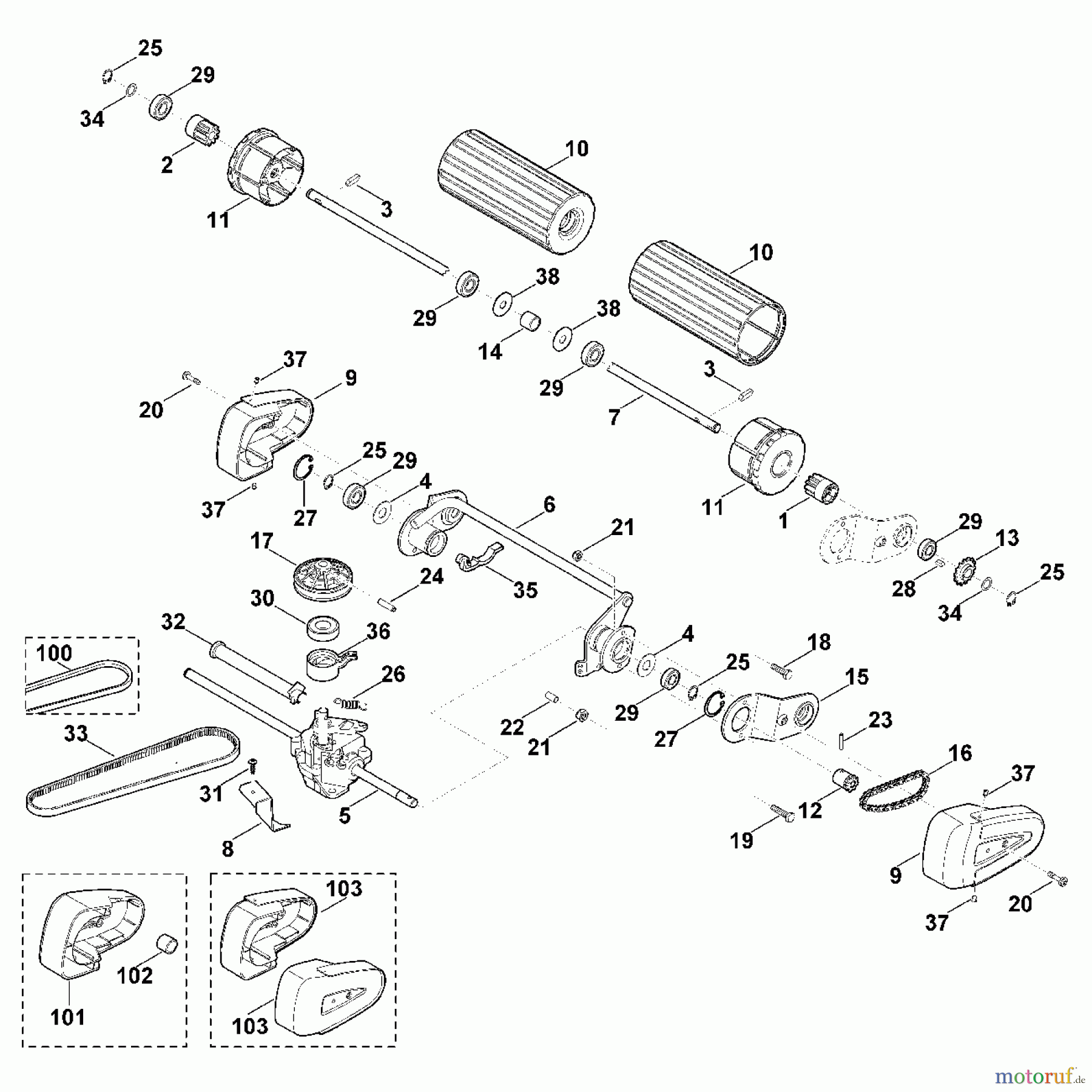  Viking Rasenmäher Benzinrasenmäher MB 545.0 VR E - Hinterachse, Antrieb