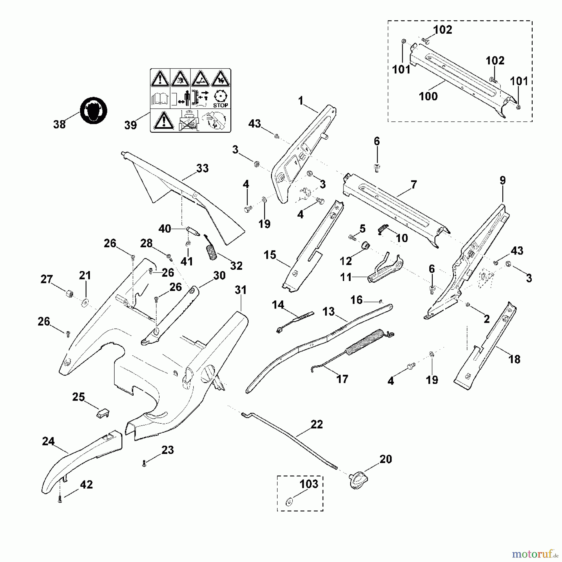  Viking Rasenmäher Benzinrasenmäher MB 750.1 KS C - Rahmen, Höhenverstellung