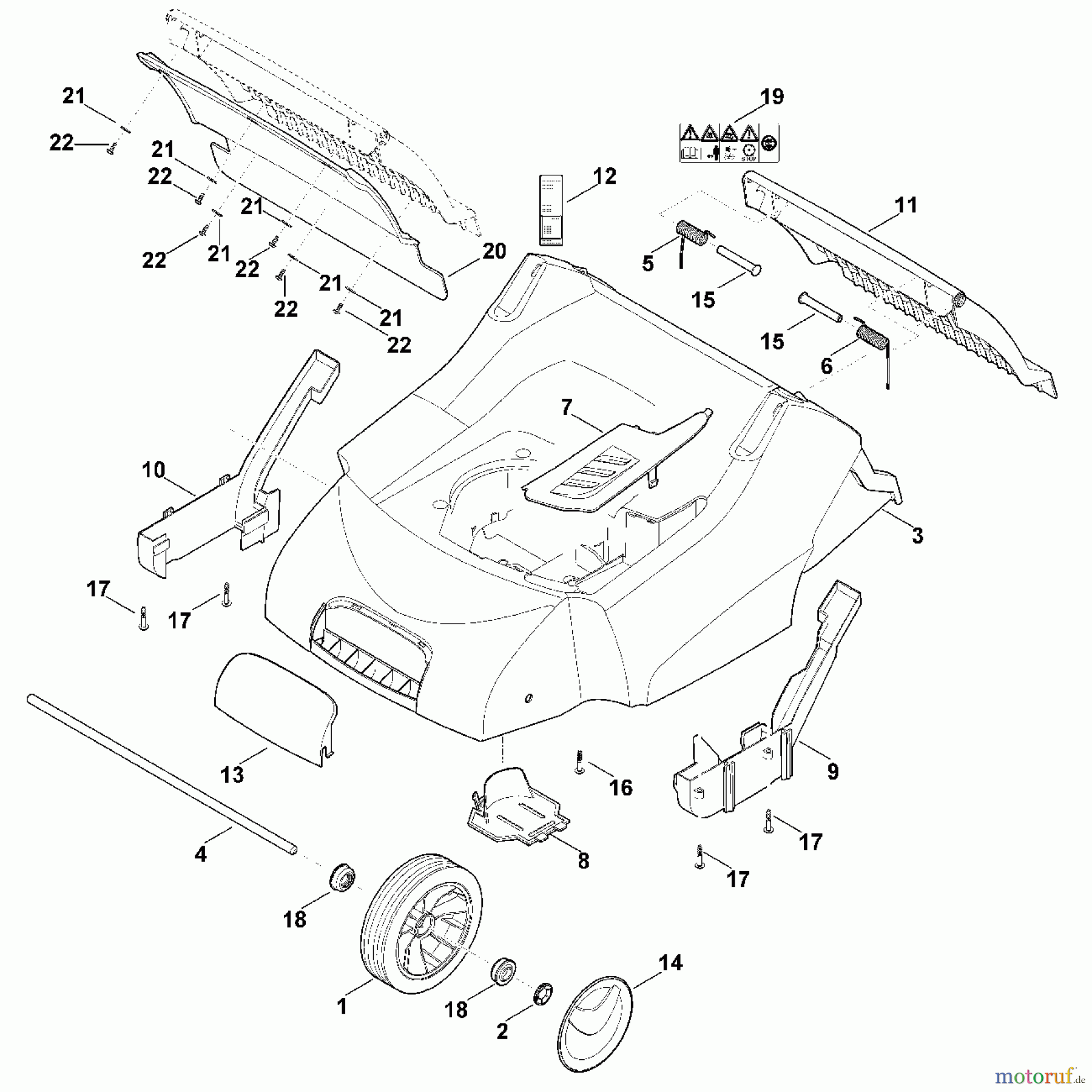  Viking Vertikutierer Benzinvertikutierer LB 540 C - Gehäuse, Vorderachse