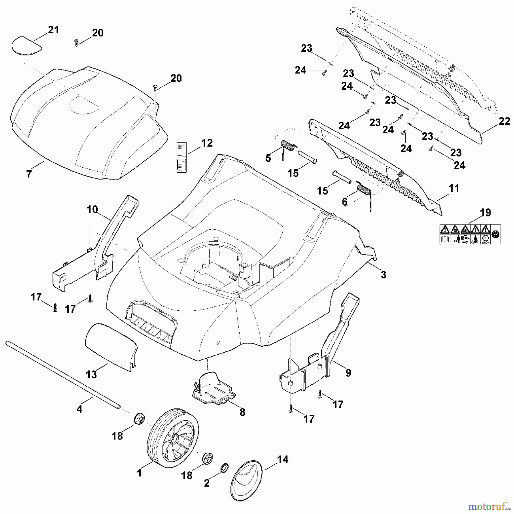 Viking Vertikutierer Elektrovertikutierer LE 540 C - Gehäuse, Vorderachse