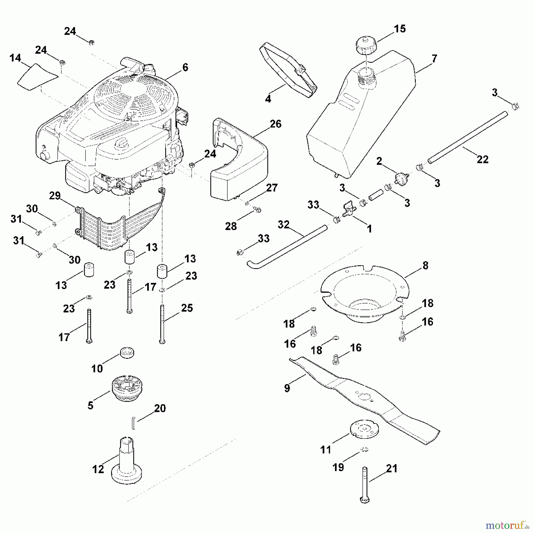 Viking Rasenmäher Benzinrasenmäher MB 6.1 RV D - Motor, Tank, Messer