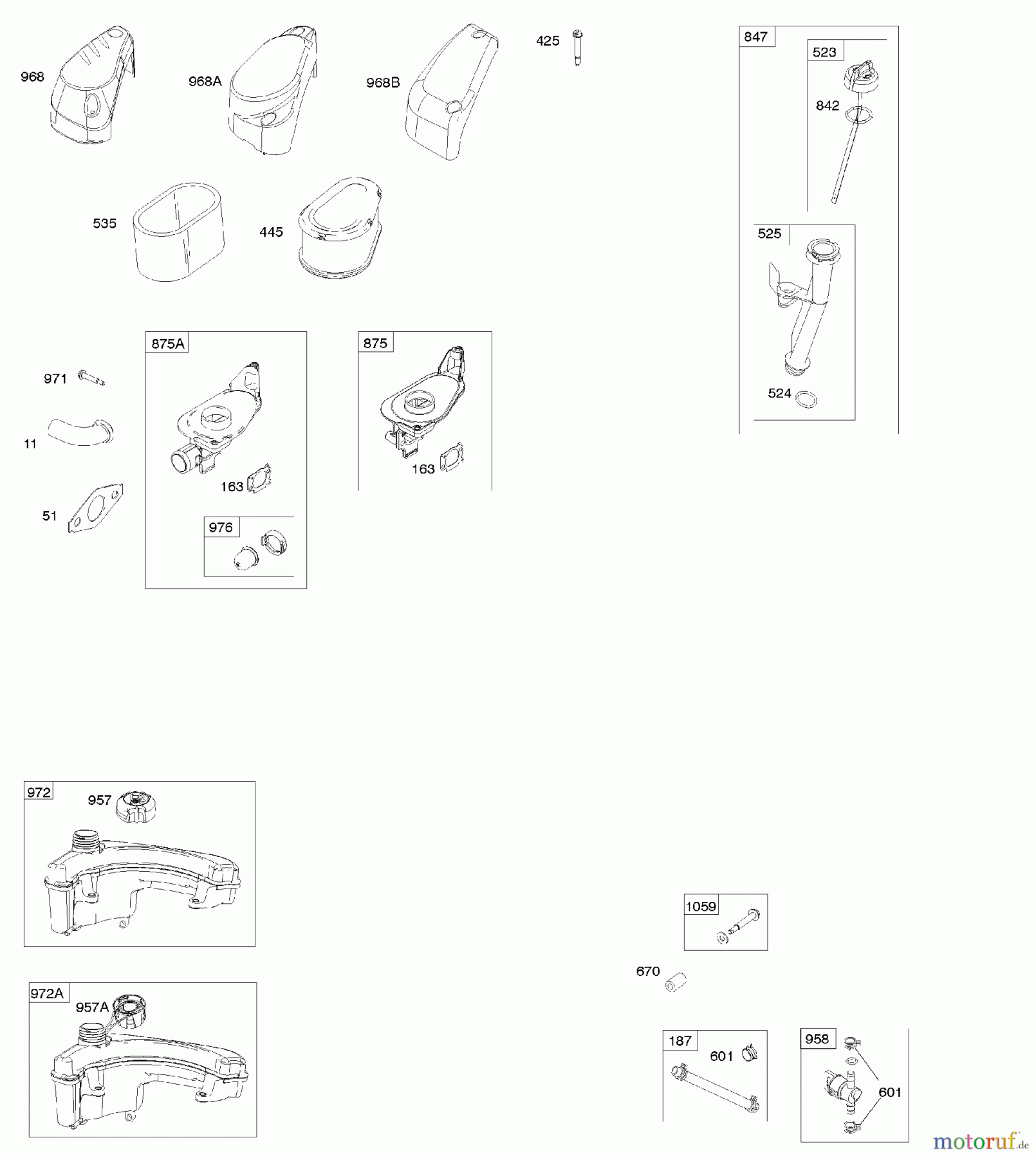 Viking Motoren B & S 10. . . 100602-0161-B8 A - Luftfilter, Kraftstoffversorgung, Schmieru
