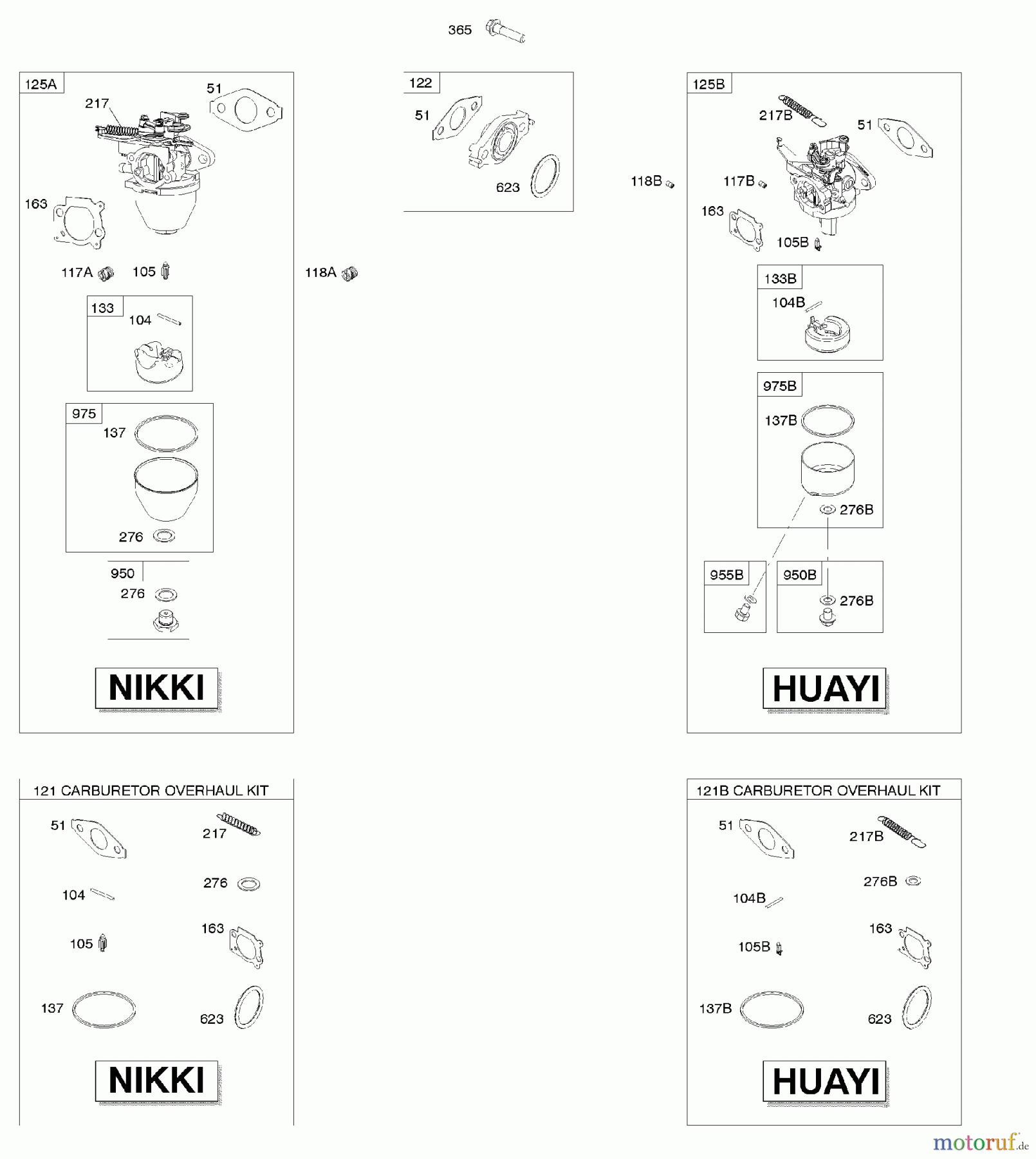 Viking Motoren B & S 10. . . 100602-0161-H8 E - Vergaser, Vergaserüberholungssatz