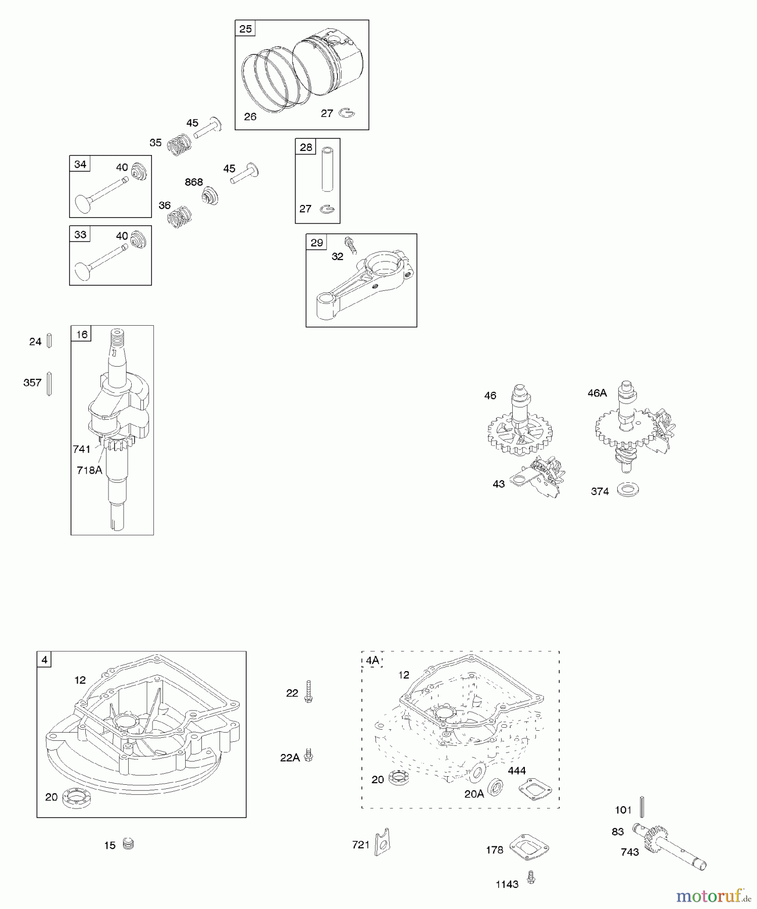 Viking Motoren B & S 10. . . 10D902-0136-B1 D - Nockenwelle, Kurbelgehäuseabdeckung/-sumpf