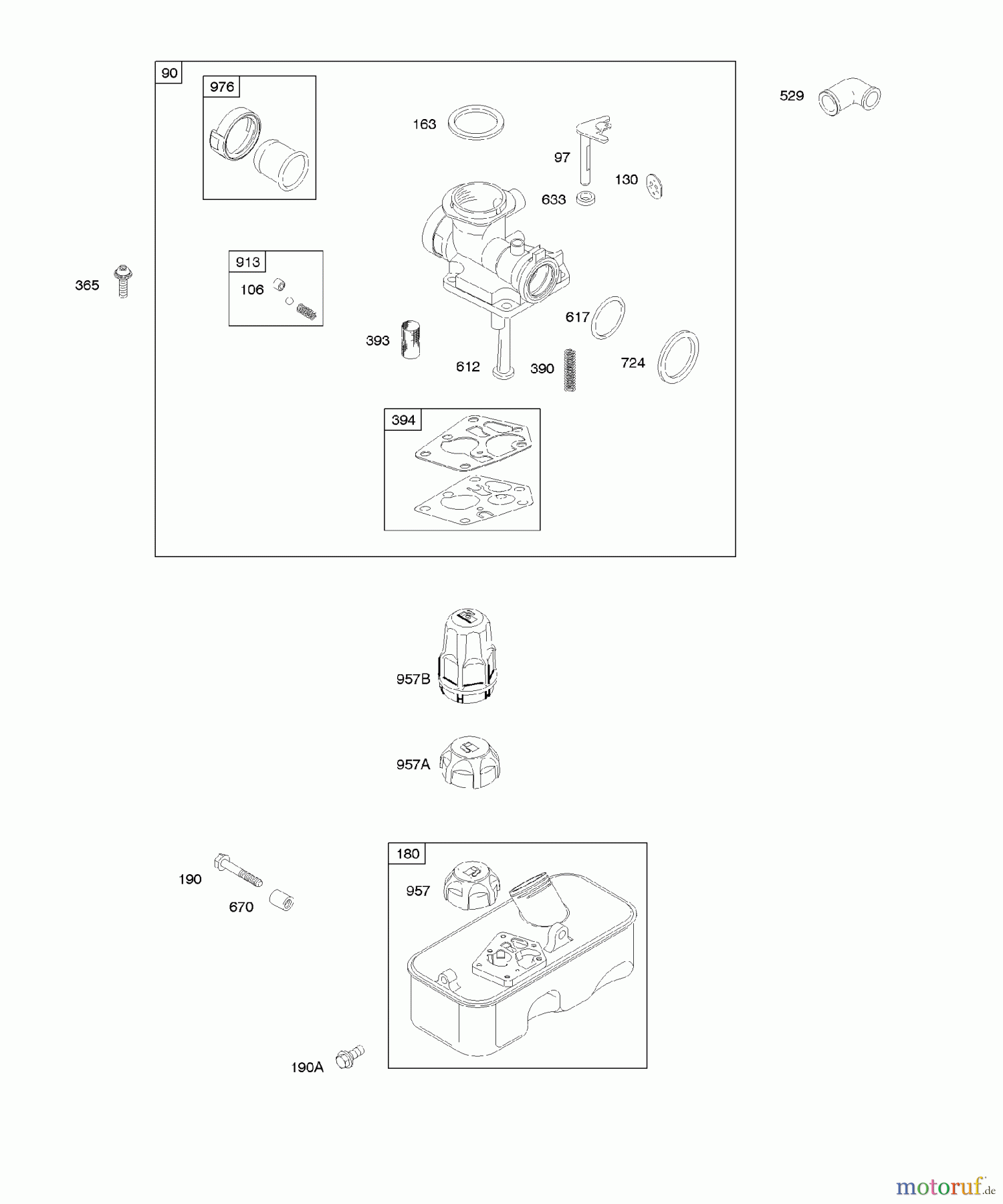 Viking Motoren B & S 10. . . 10D902-0136-B1 E - Vergaser, Kraftstoffversorgung