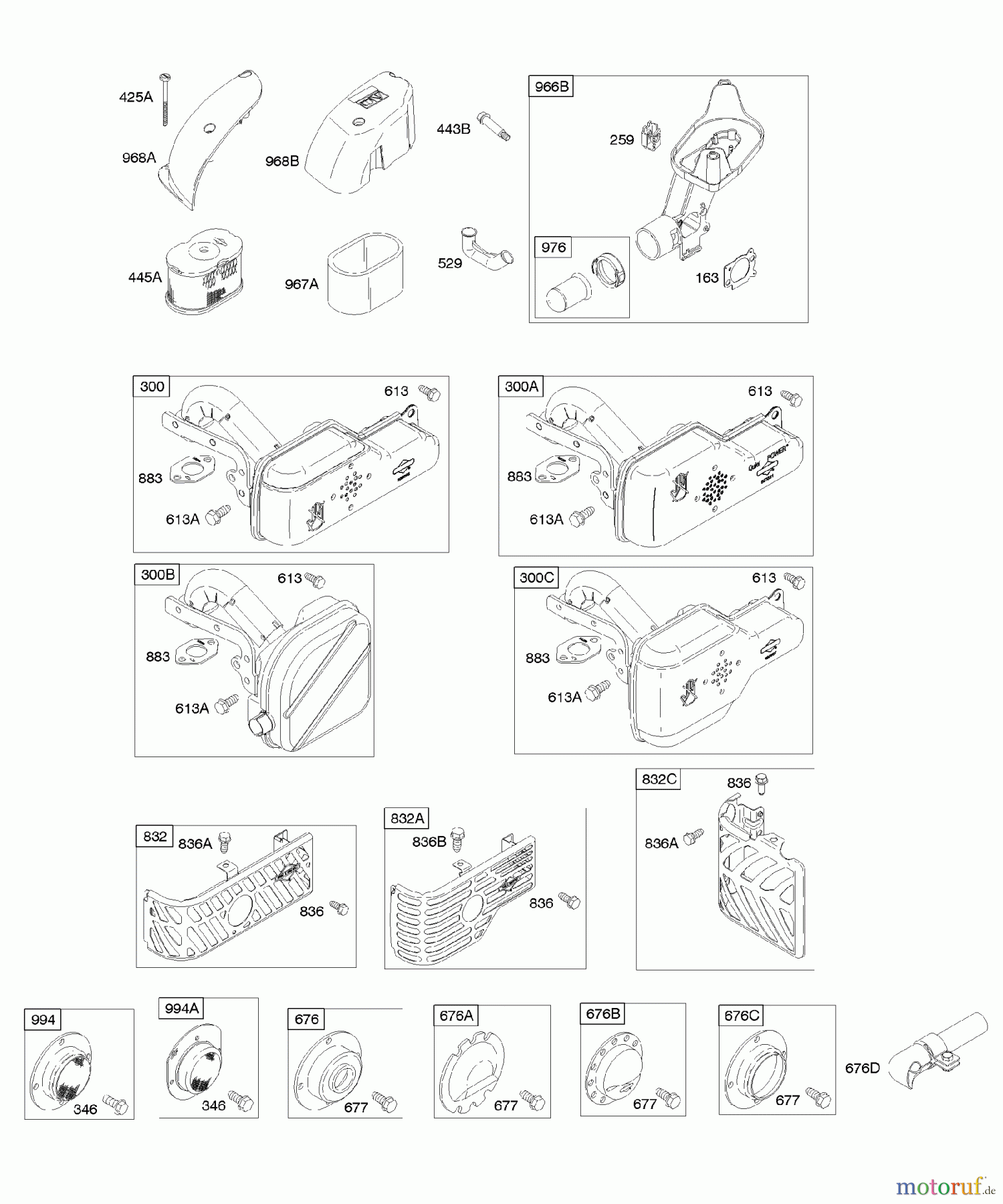 Viking Motoren B & S 12. . . 121602-0296-E1 A - Luftfilter, Auslasssystem