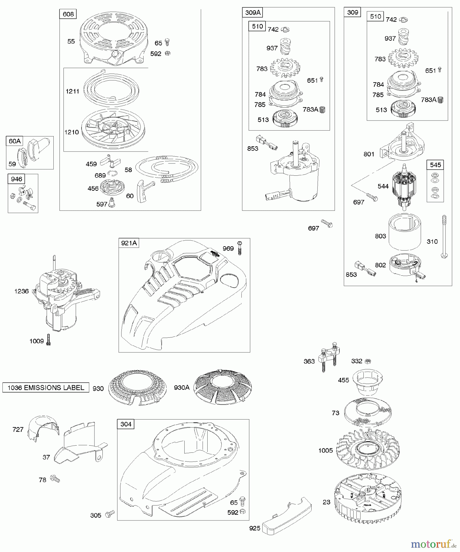 Viking Motoren B & S 12. . . 121602-0327-E1 B - Lüftergehäuse/-kühlbleche, Elektroanlasser