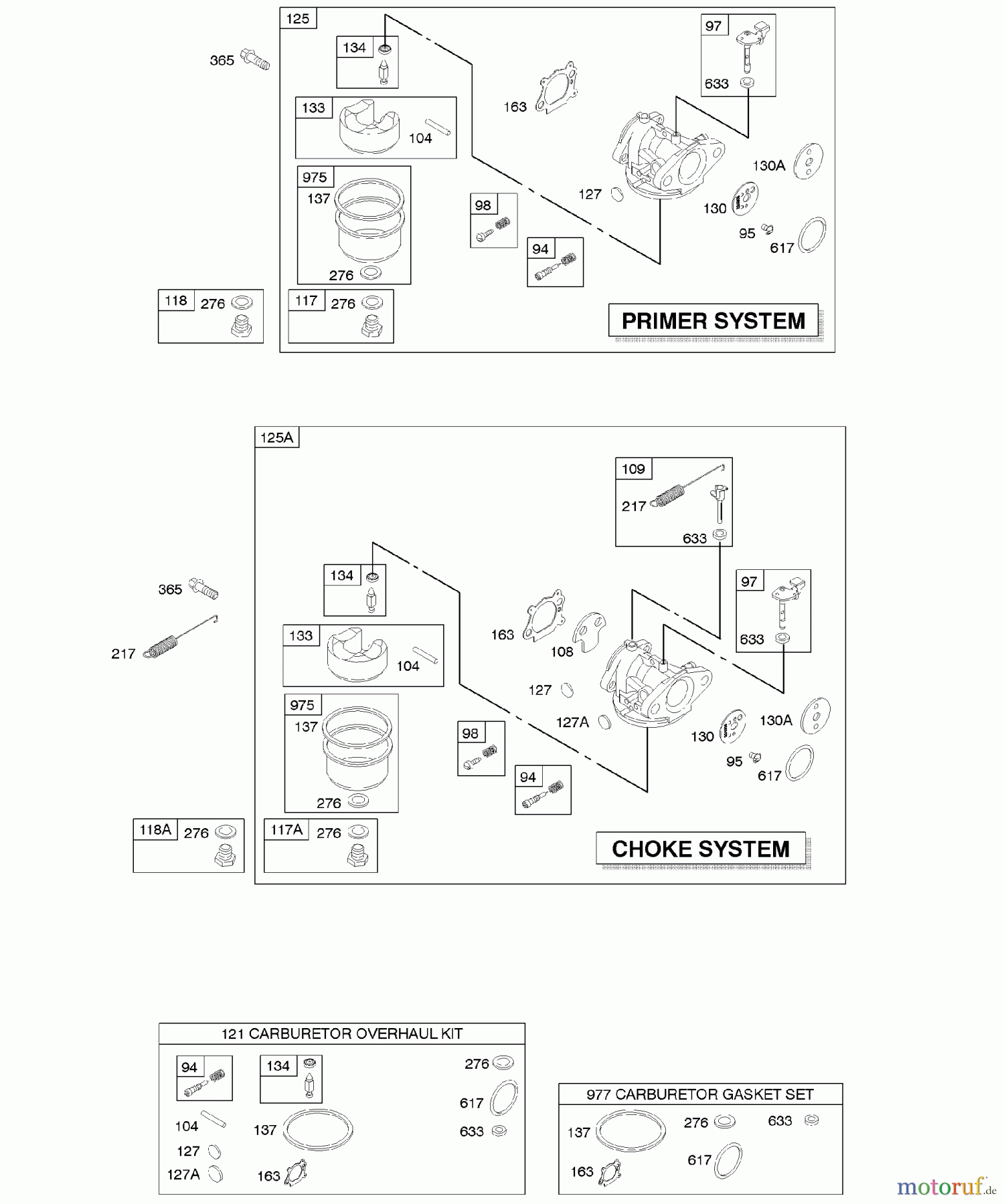 Viking Motoren B & S 12. . . 122H82-0125-01 E - Vergaser