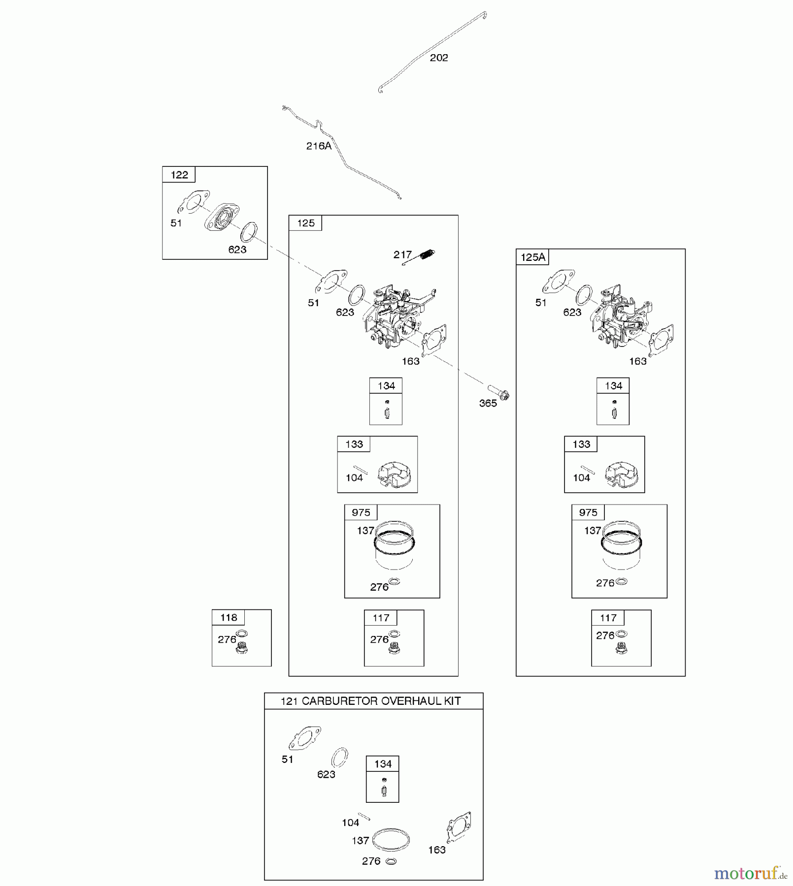 Viking Motoren B & S 12. . . 122Q02-0154-B1 D - Vergaser, Vergaserüberholungssatz