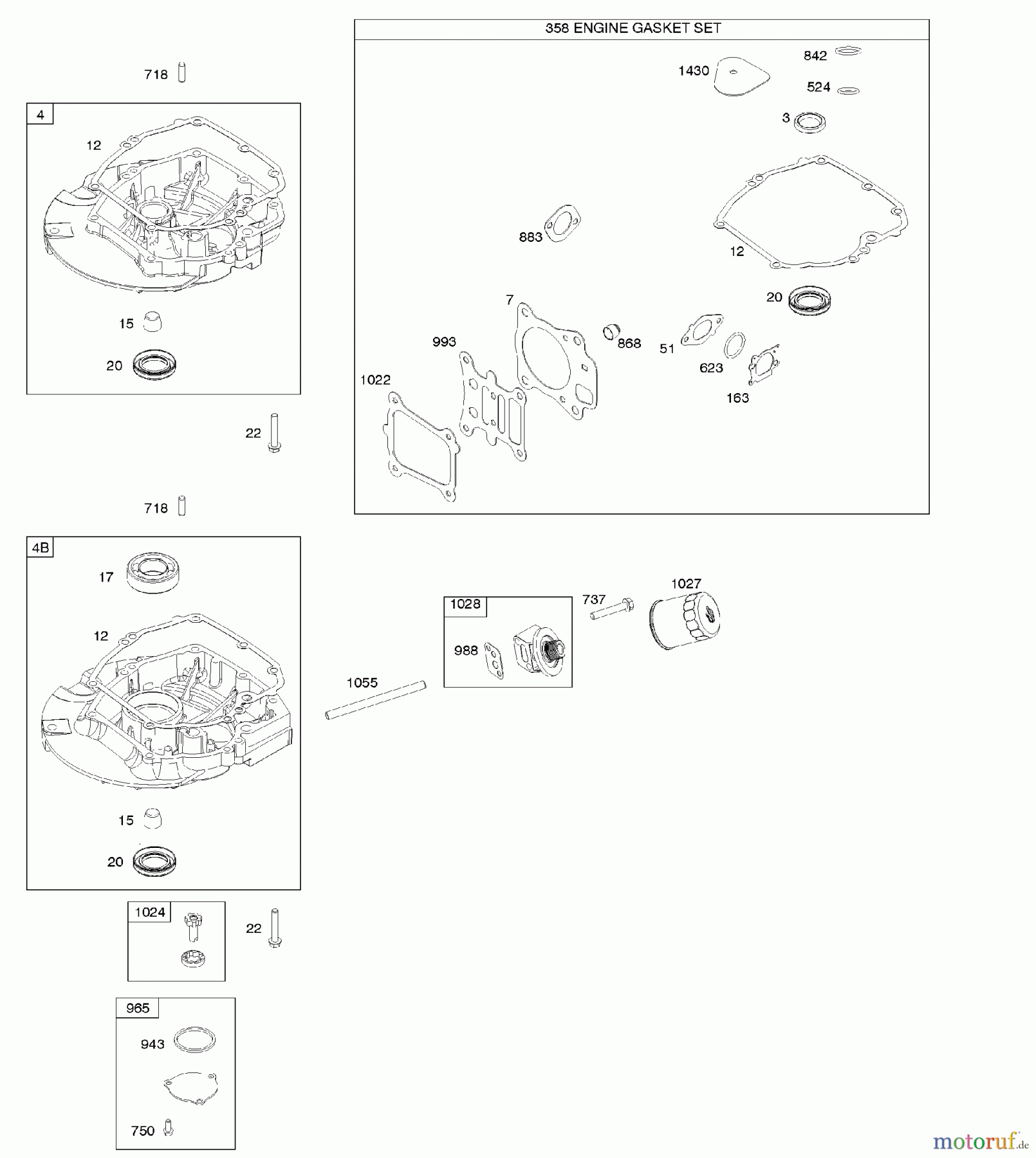 Viking Motoren B & S 12. . . 122Q02-0154-B1 I - Dichtungssatz - Motor, Sumpf