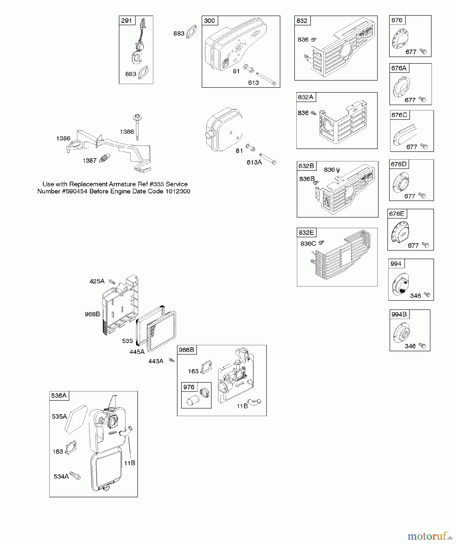 Viking Motoren B & S 12. . . 126T02-6198-H1 A - Luftfilter, Abgasanlage, Reglerfeder