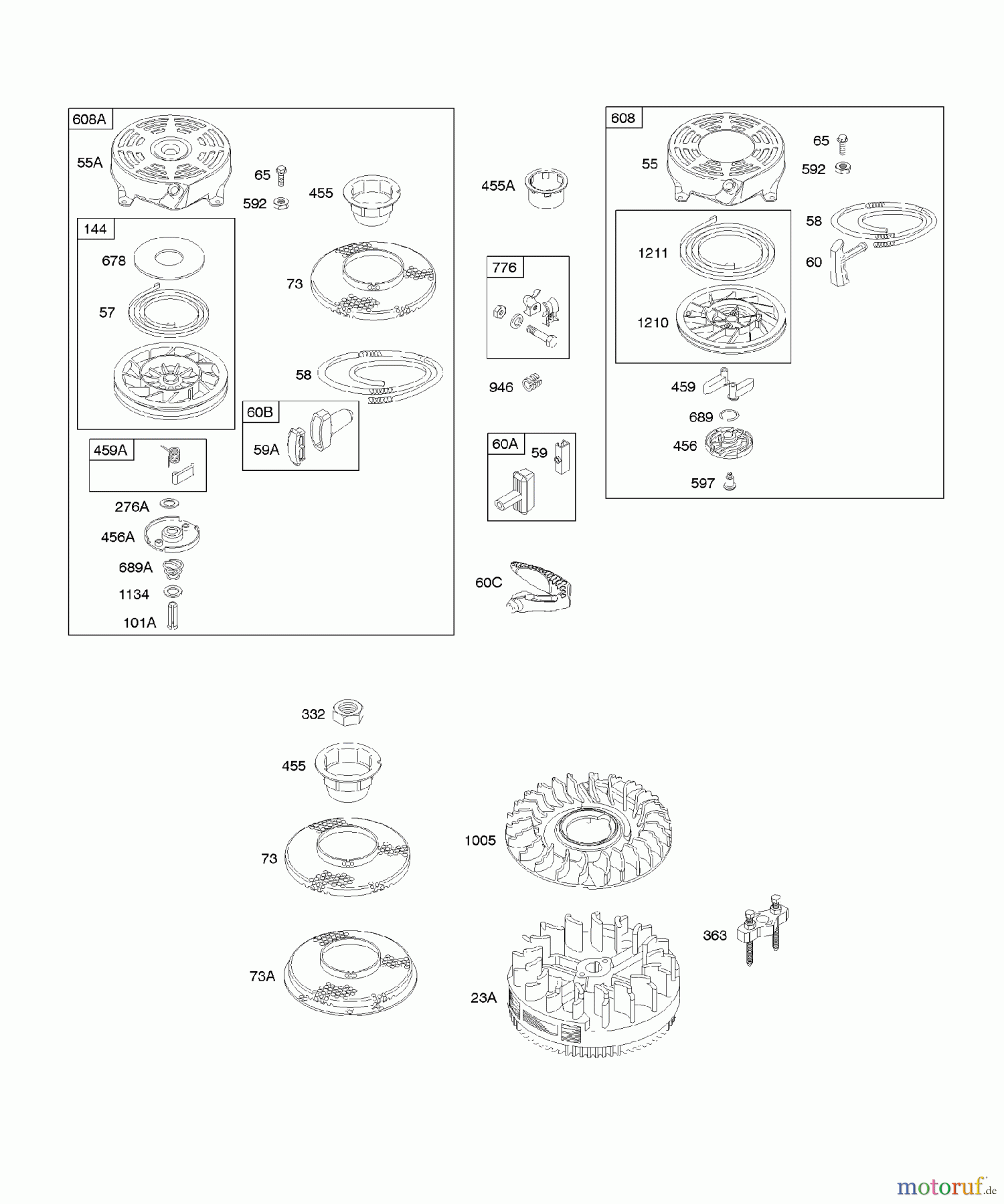Viking Motoren B & S 12. . . 12F802-1318-81 G - Schwungrad, Seilzuganlasser