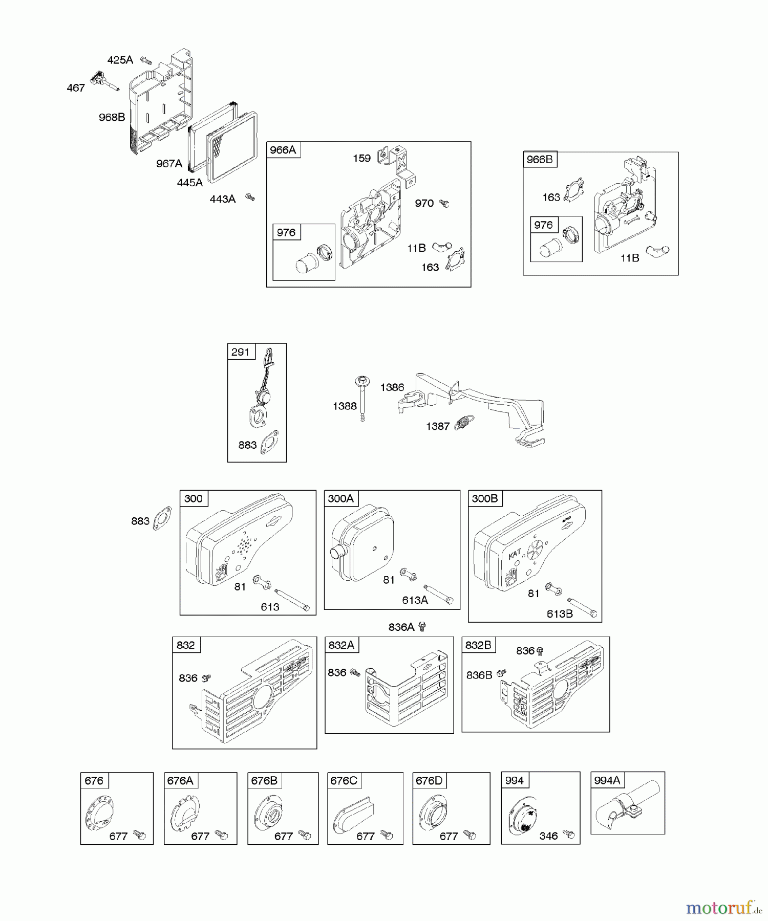 Viking Motoren B & S 12. . . 12F802-1376-01 A - Luftfilter, Auslasssystem